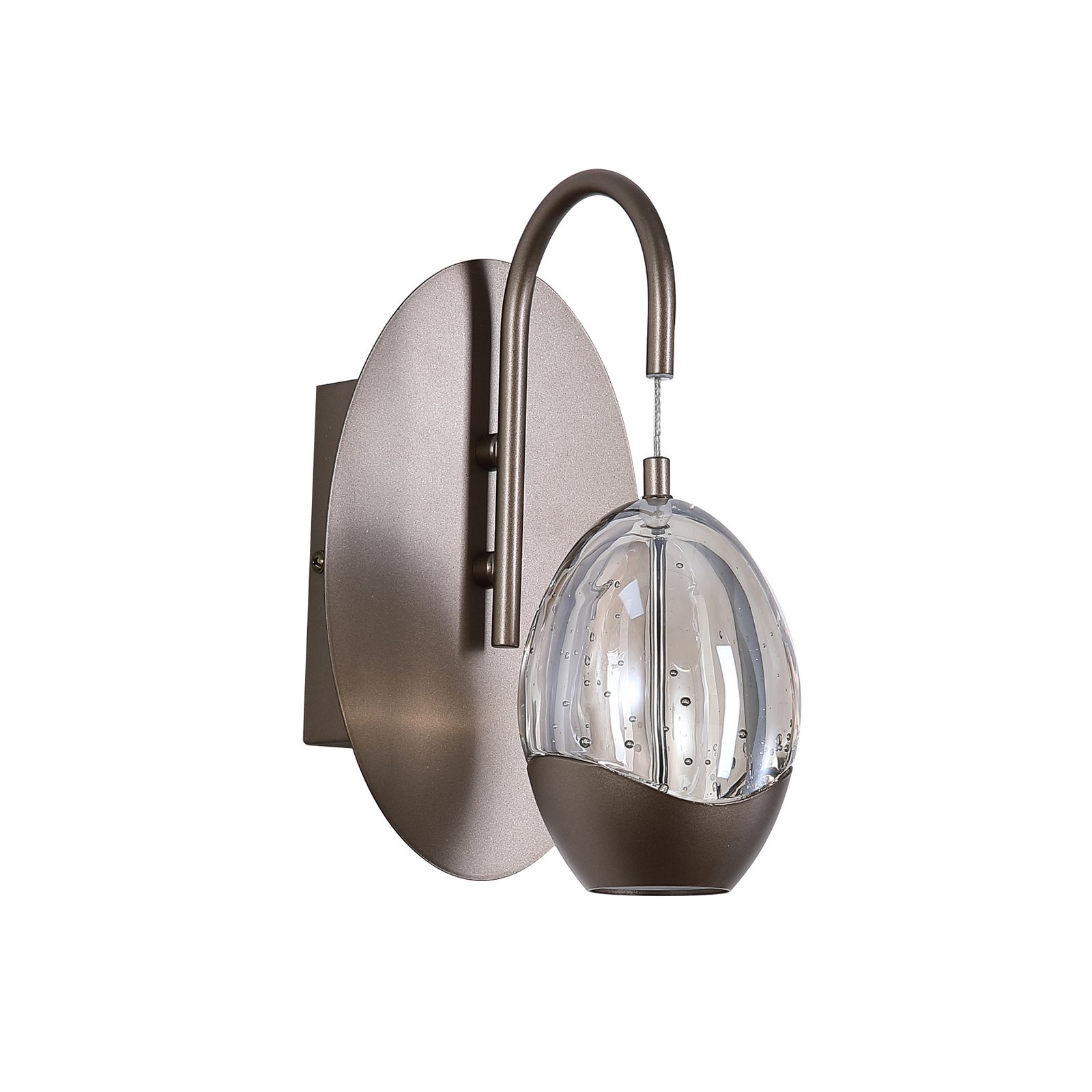 LED sienas lampa Seeds, krēmkrāsā, platums 11 cm, stikls/metāls