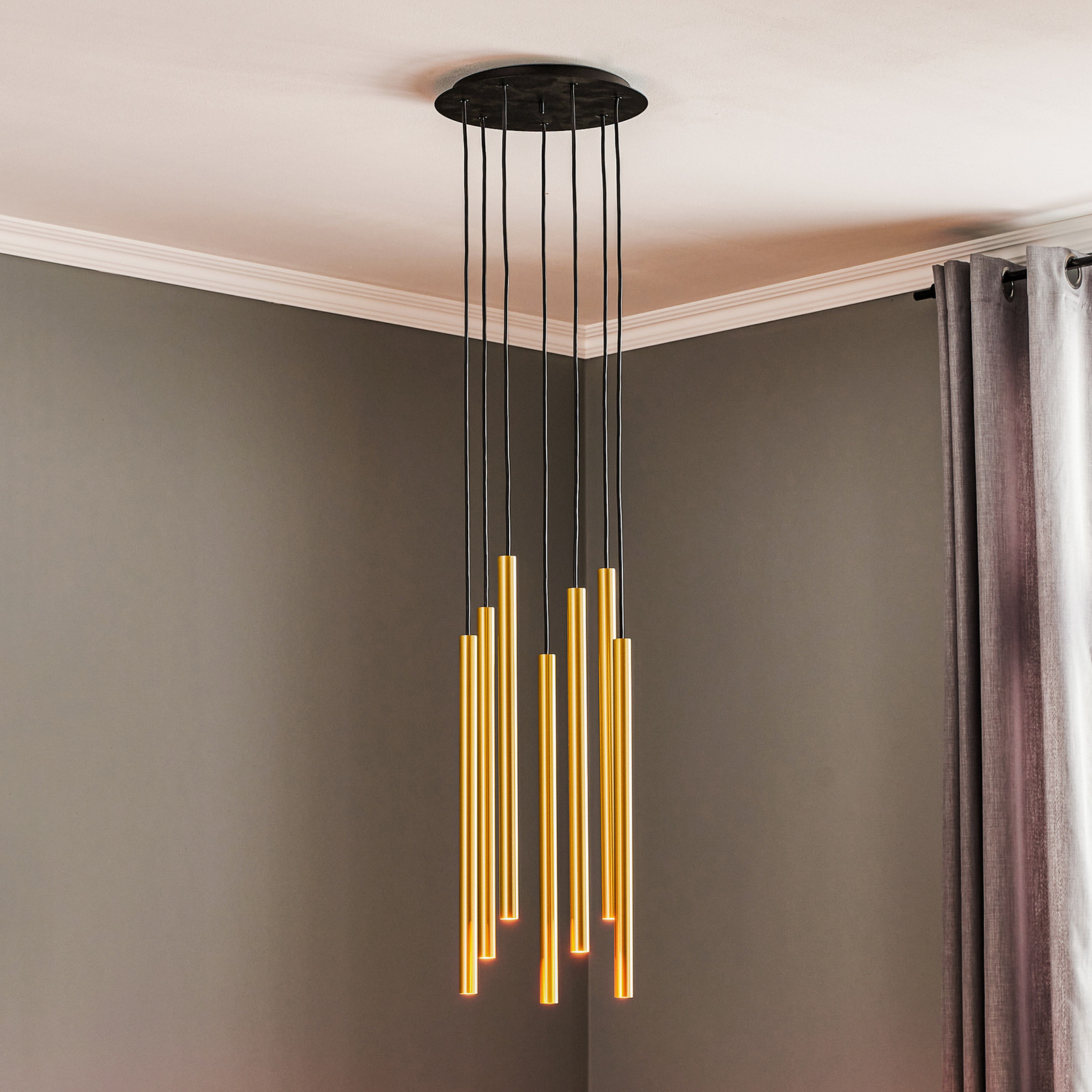 Euluna Lampă suspendată Laser cu 7 becuri alamă - Camera de zi / sufragerie - Modern - alamă negru - Metal