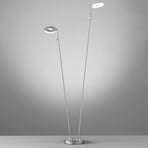 Dent LED floor lamp, dimmable, CCT, 2 x 8 W nickel