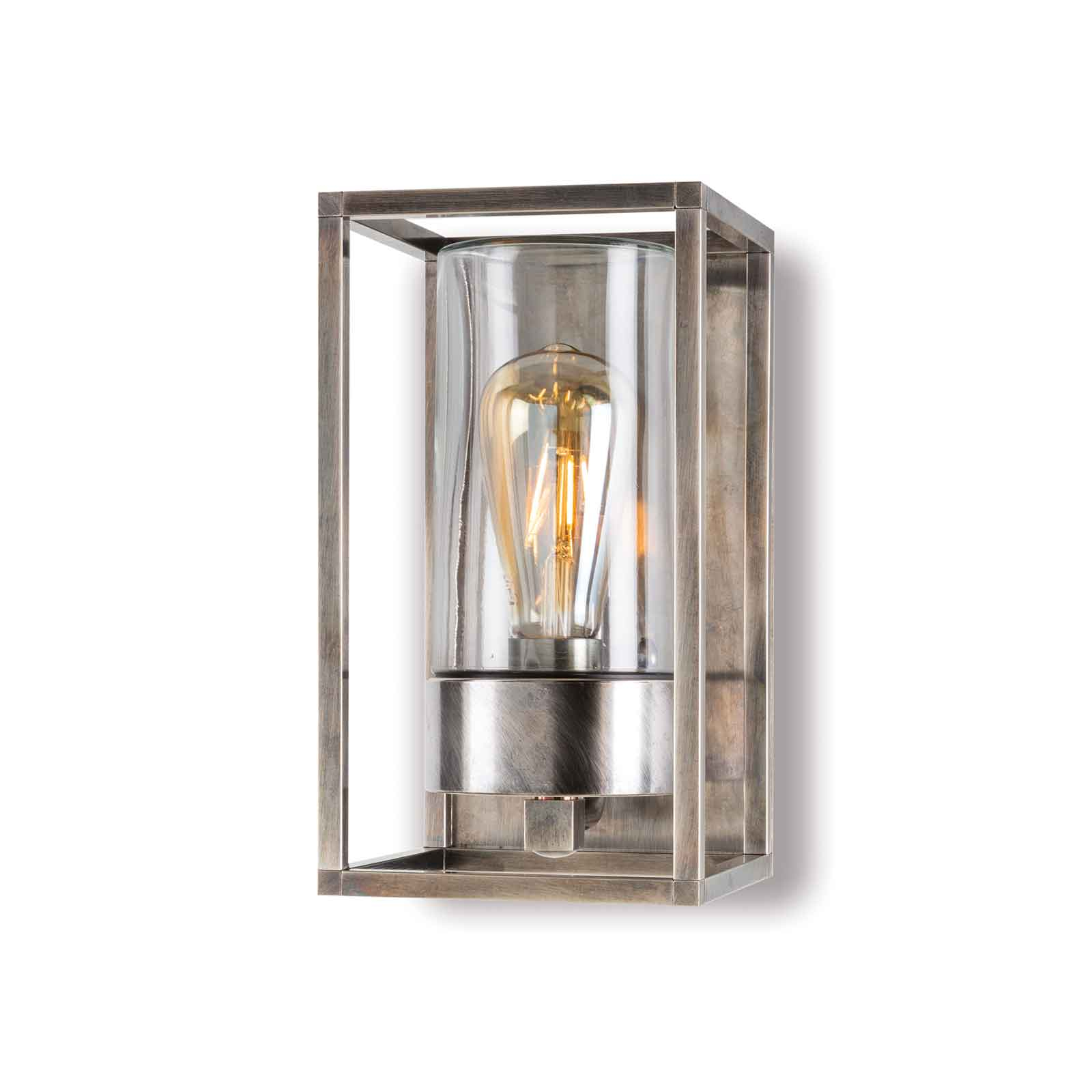 Udendørs væglampe Cubic³ 3365, antik nikkel/klar