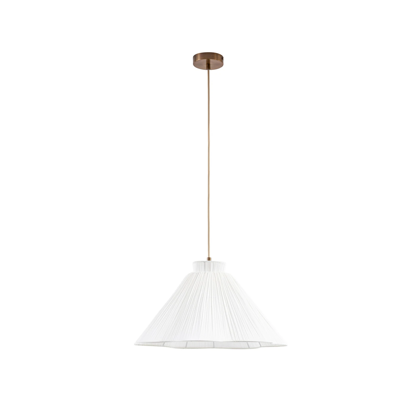 Lucande Hängeleuchte Lisbeth, Ø 50 cm, weiß/messing, E27