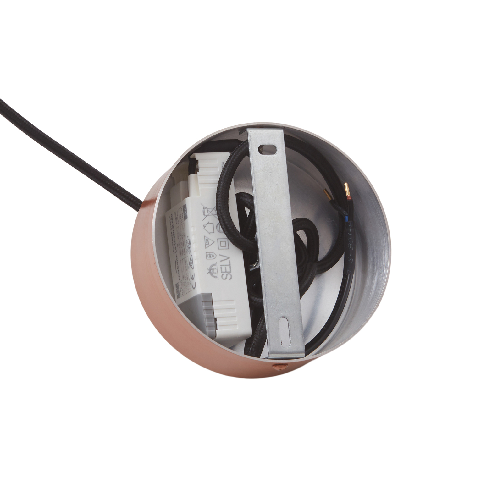 Lucande Mynoria Suspension LED, cuivre, aluminium, Ø 35 cm