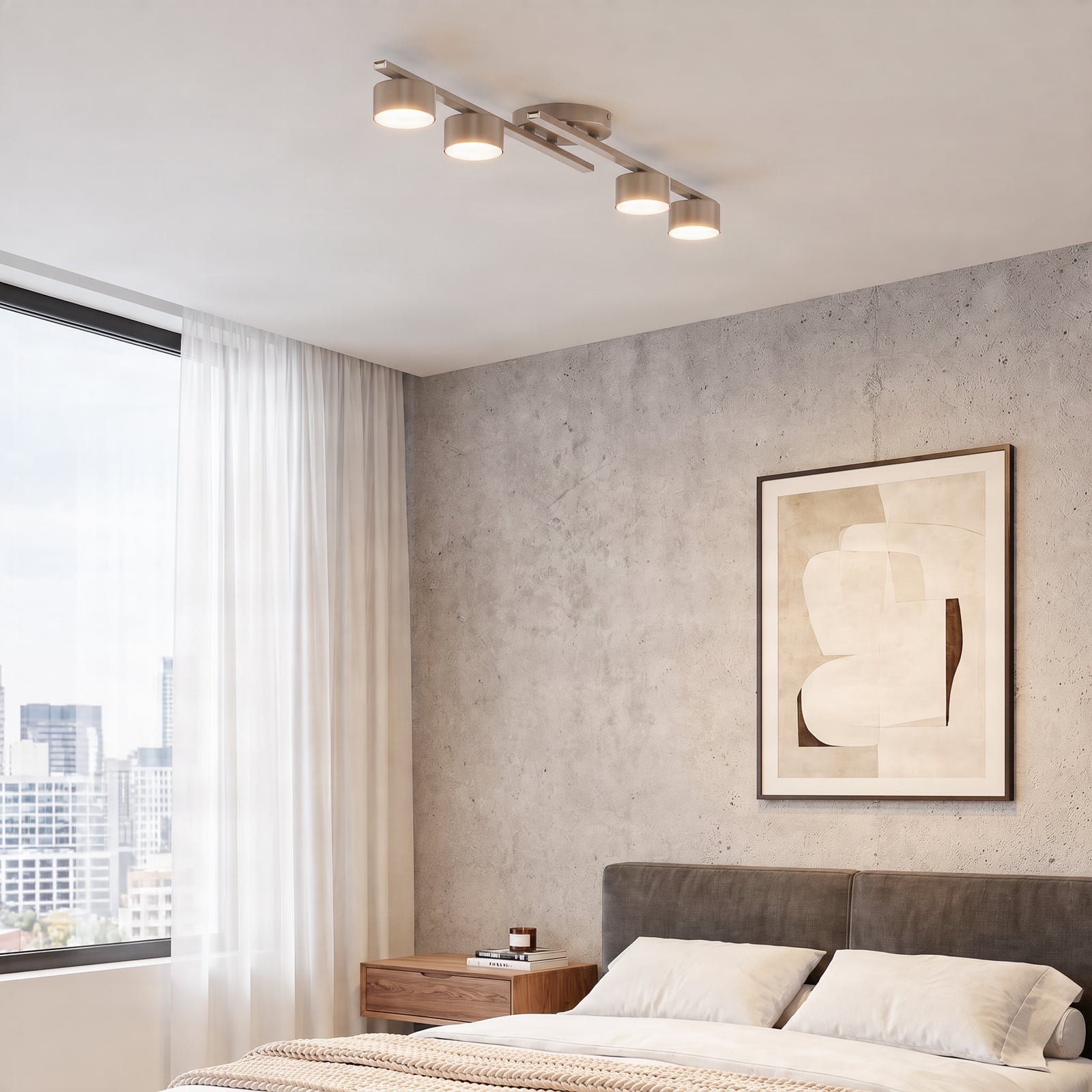 FRAGMENT ceiling light, beige, length 87 cm, 4-bulb, metal FRAGMENT ceiling light, beige, length 87 cm, 4-bulb, metal