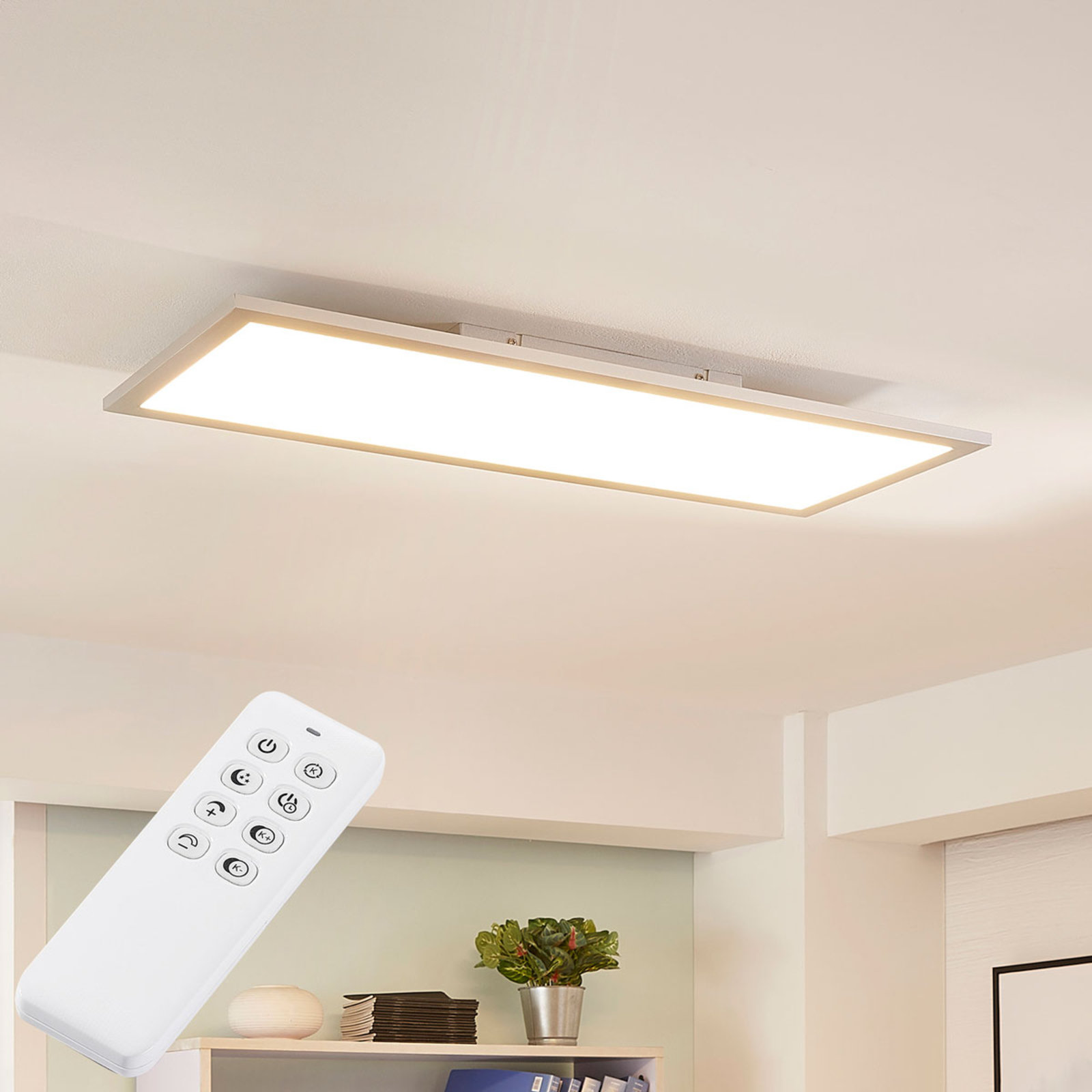 Arcchio Lysander ceiling lamp variable LED luminous colour, for Workroom / Office, metal, aluminium, plastic, 36 W, energy efficiency: A+, L: 79.5 cm, W: 29.5 cm, H: 4.5 cm
