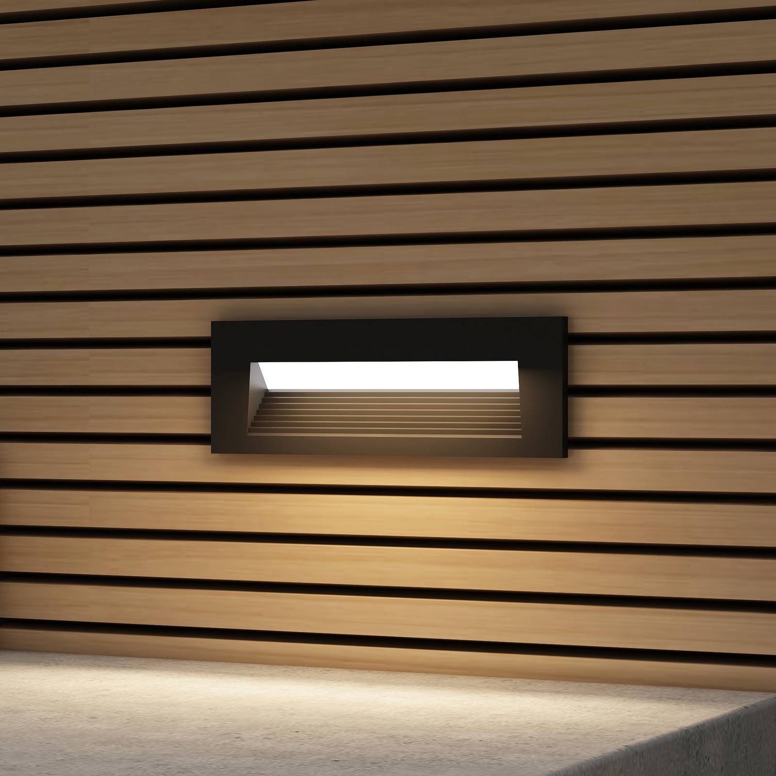 Arcchio Javis LED indbygningslampe, riflet, sort