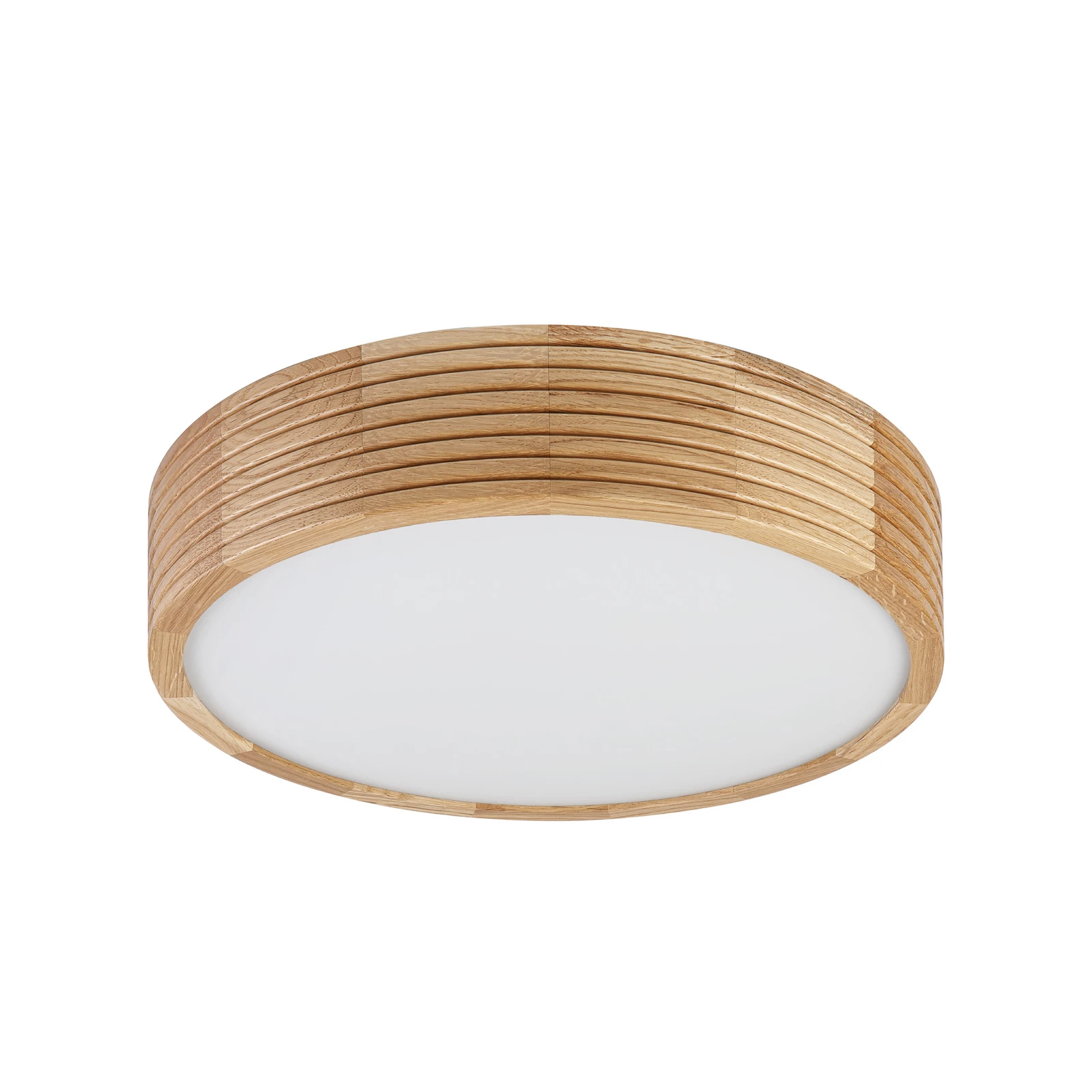 Plafonieră Oro, lemn de stejar/sticlă, Ø 38 cm, E27