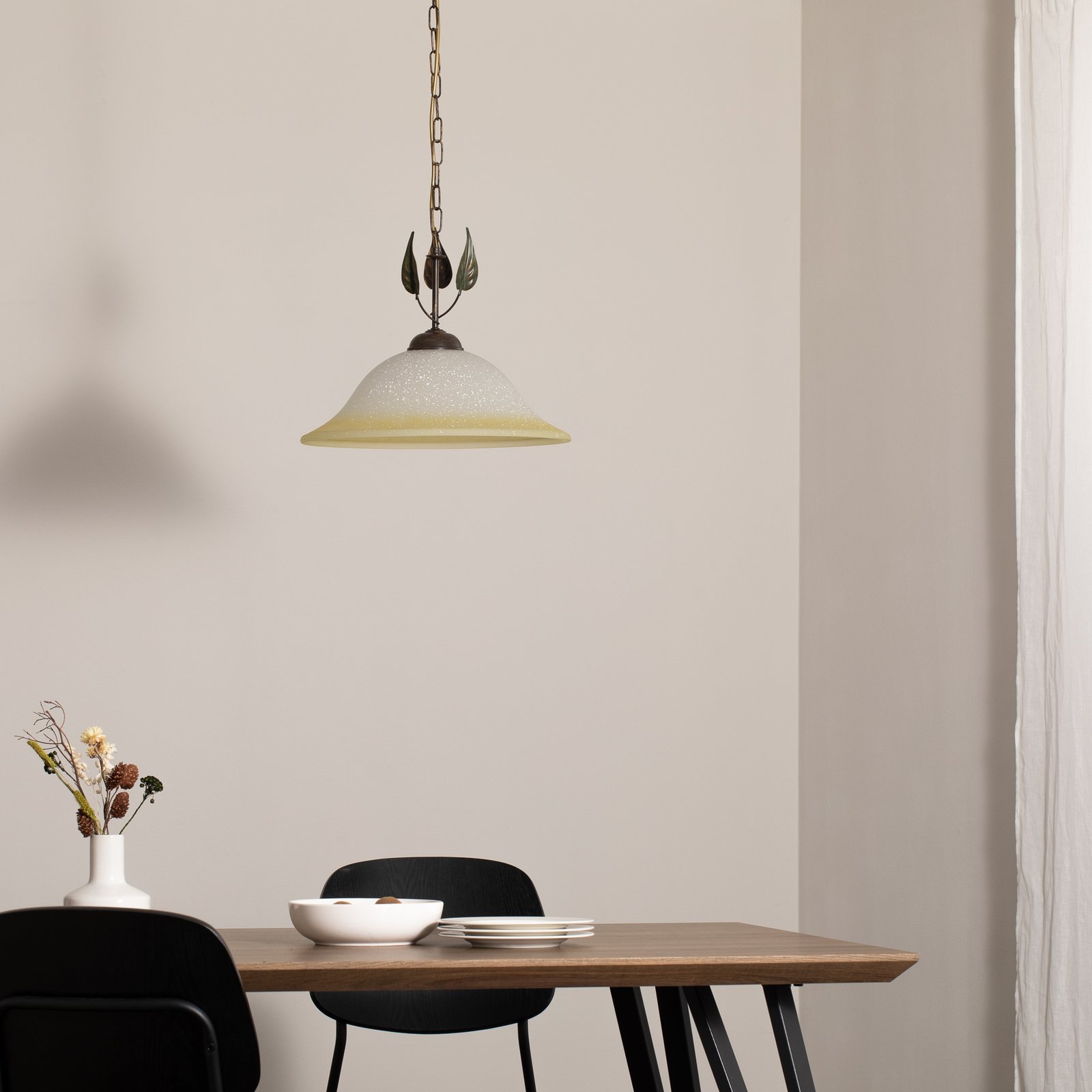 Висяща лампа Mira, крем/бронз, стъкло, Ø 40 cm, E27