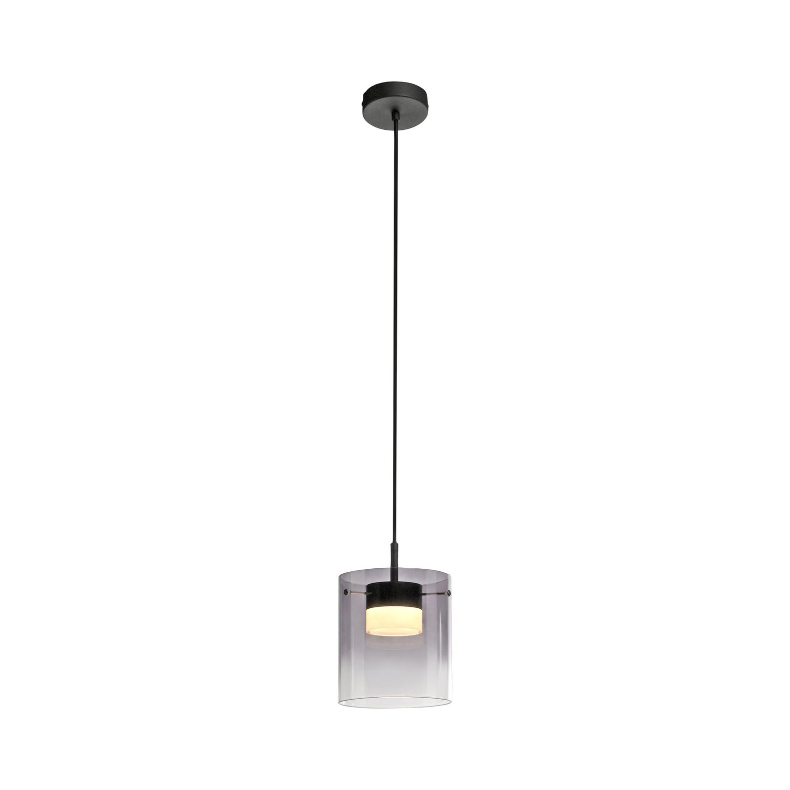 JUST LIGHT. LED hanglamp Elio, rookglas, 1-lamp, zwart