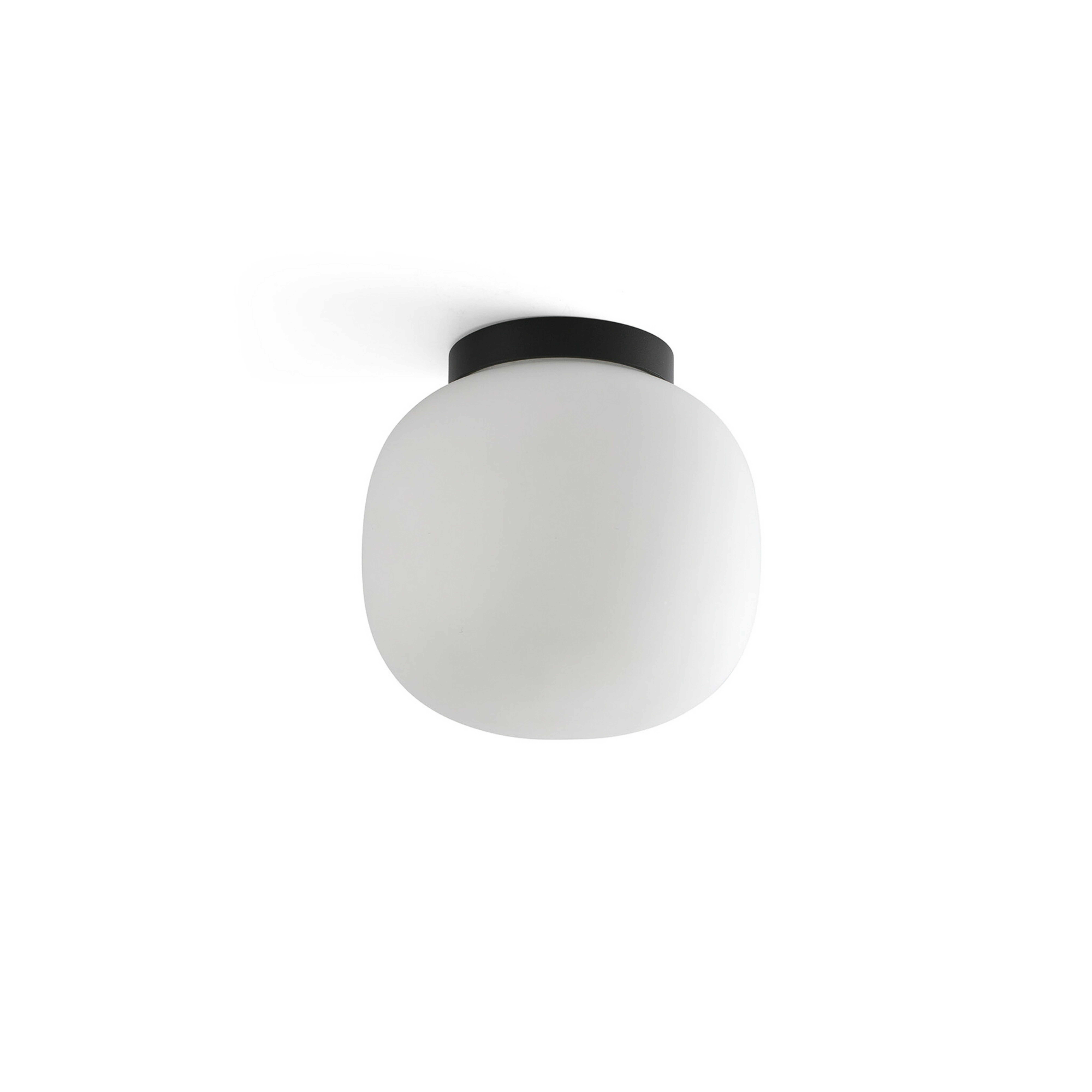 Łazienkowa lampa sufitowa Amelia, czarna/opalowa, szkło, Ø21,5 cm – Faro