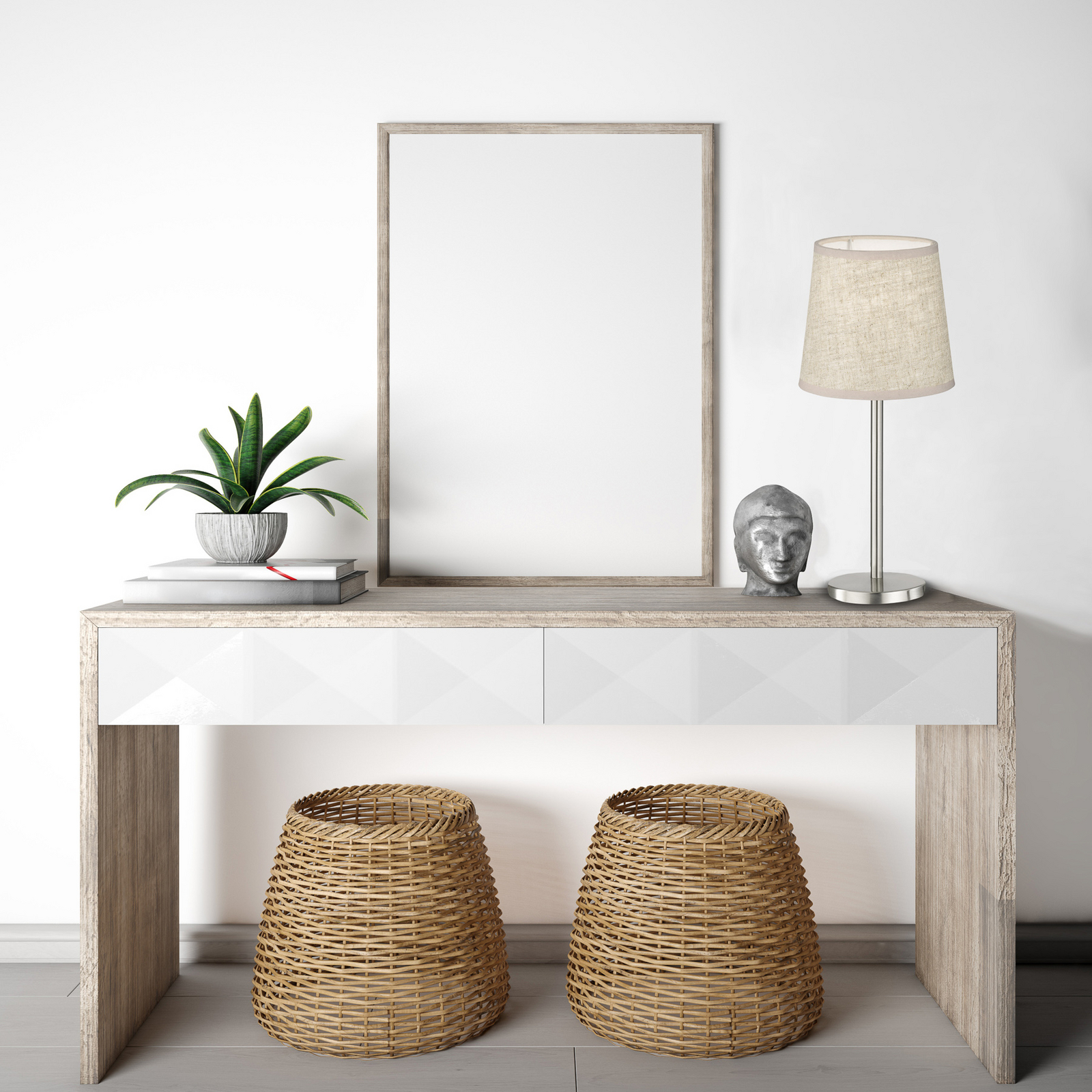 Tafellamp Rimini, zand/nikkel, textiel, hoogte 30 cm, E14 Tafellamp Rimini, zand/nikkel, textiel, hoogte 30 cm, E14