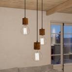 Envostar Terra hanging light light pine 3-bulb rondel