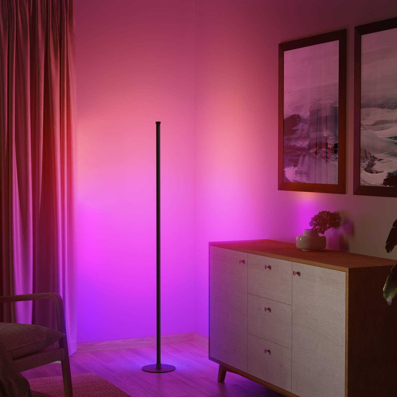 LED-gulvlampe med musikksensor smart RGB dimbar
