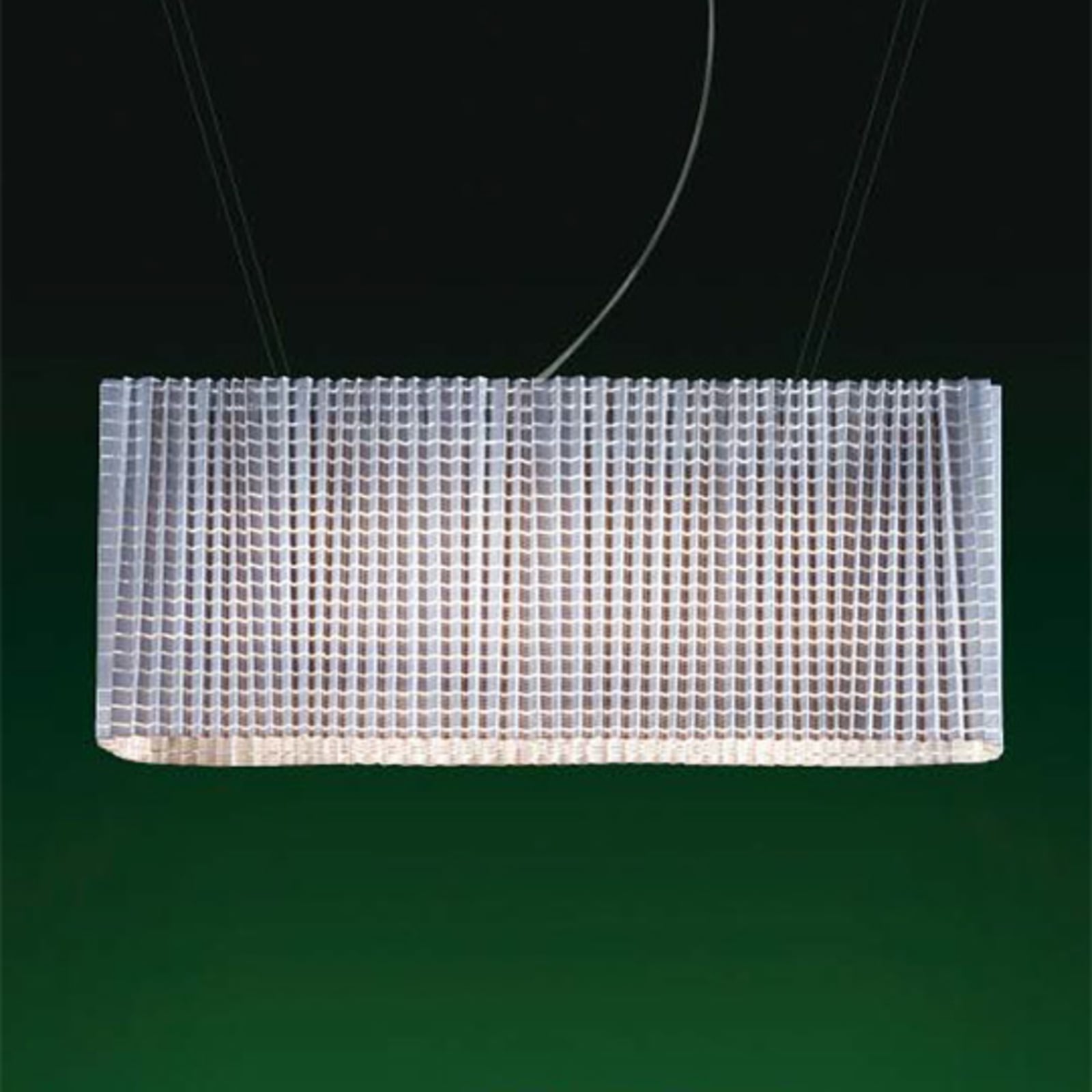 Luceplan Variable designer hanging light Plissé, White, for Living / Dining Room, polyester, aluminium, metal, E14, 5 W, energy efficiency: A+, L: 160 cm, W: 27 cm, H: 30 cm