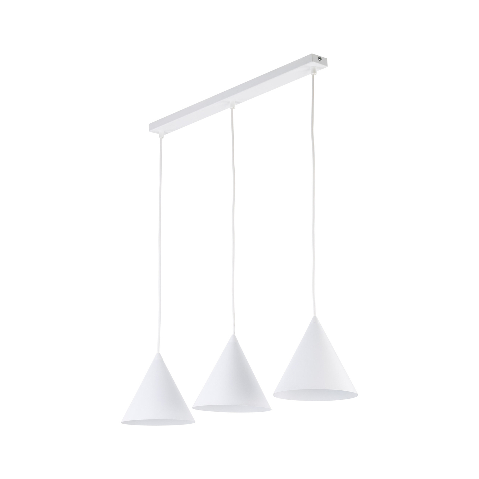 Lámpara colgante CONO, 3 luces, Linear, longitud 75 cm, blanco