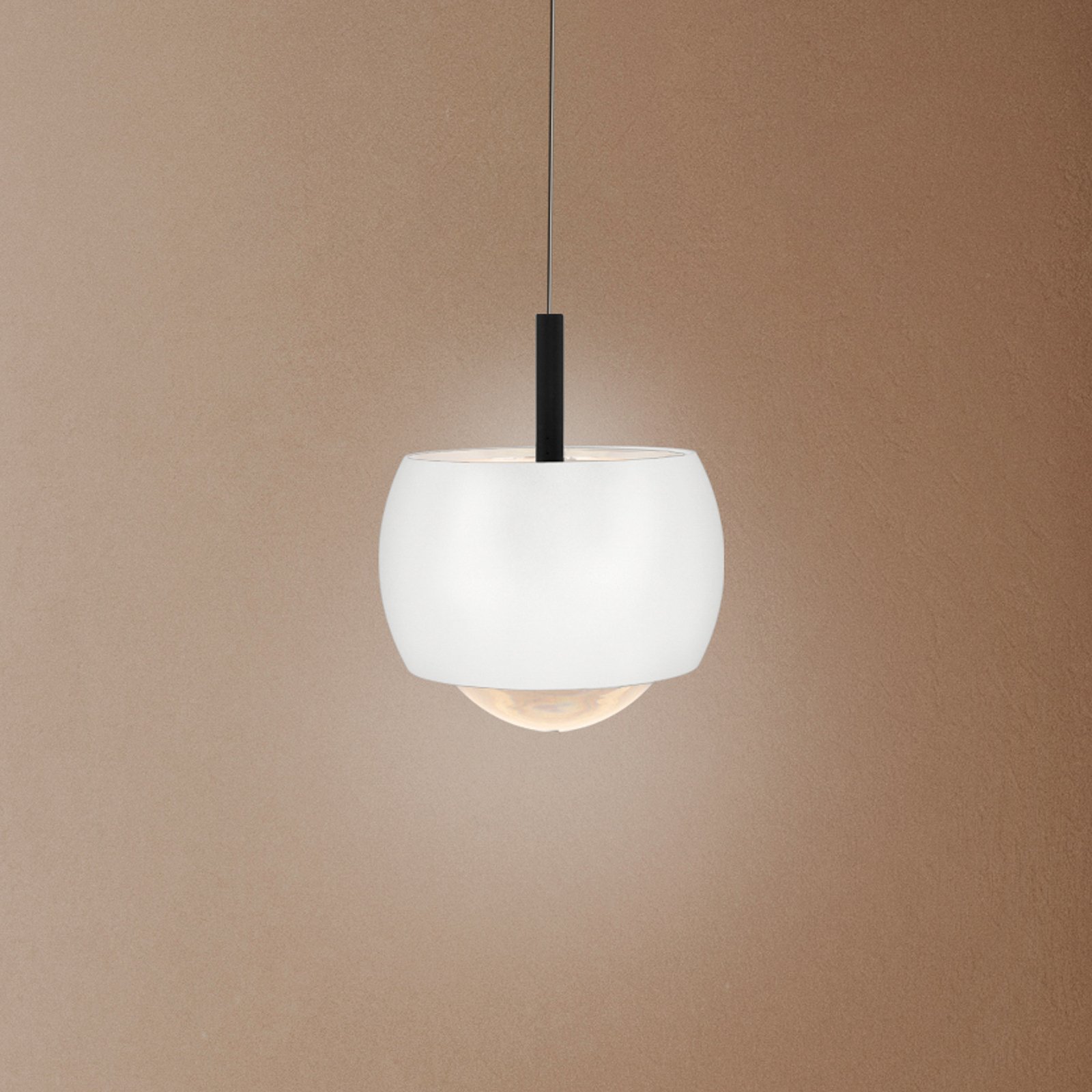 Lampa wisząca LED Roller, biała, z regulacją wysokości, szklany klosz