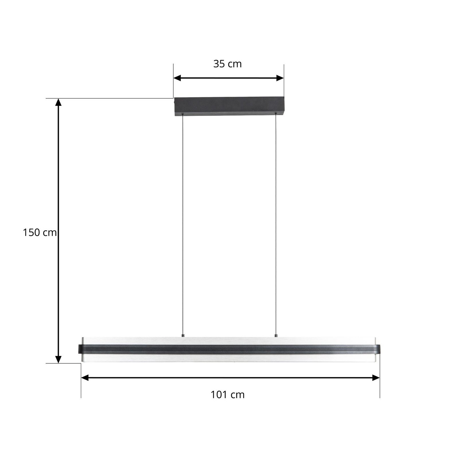 Tarnin LED hanglamp, zwart/nikkel, 98 cm - Lucande Tarnin LED hanglamp, zwart/nikkel, 98 cm - Lucande