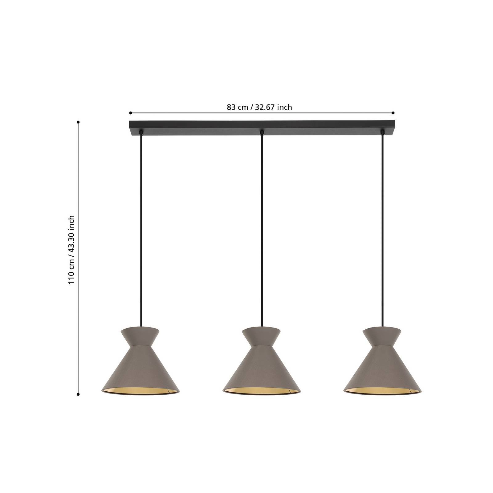 Lampa wisząca Nastasia cappuccino/mosiądz 3-punktowa