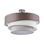 Lampa sufitowa Lindby Melia, brązowa/szara, tekstylna, Ø 56 cm