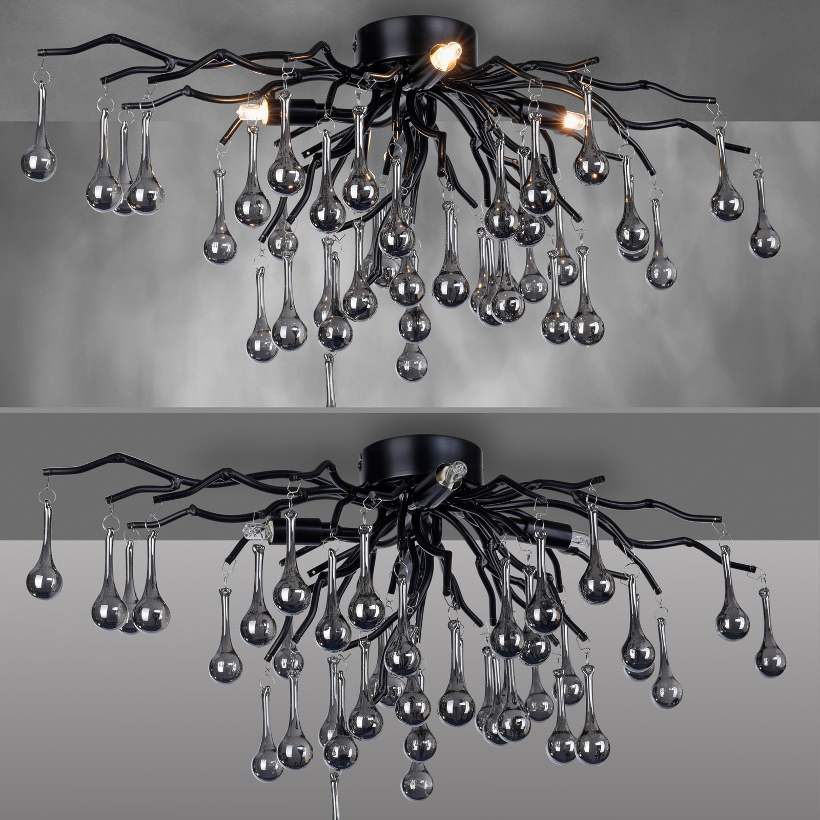 Paul Neuhaus plafondlamp Icicle, 4-lamps, zwart
