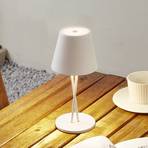 Lindby LED lampe de table à accu Janea, croisée, blanc, métal