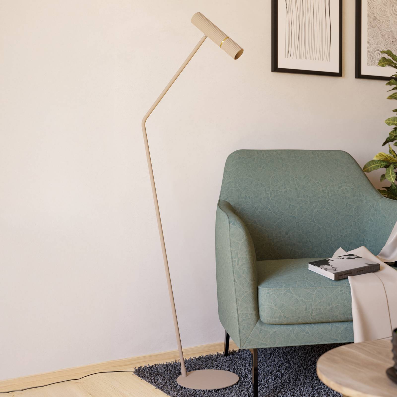 LED-Stehlampe Caminia, Höhe 158,5 cm, sandfarben, Stahl günstig online kaufen