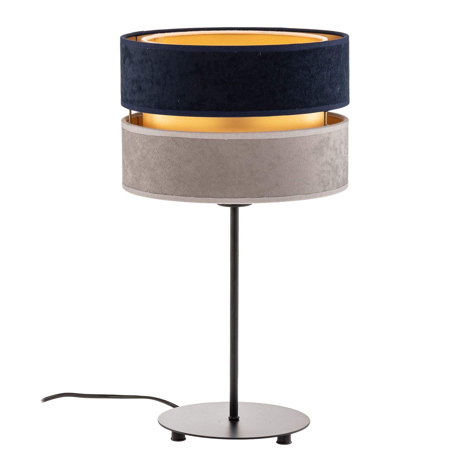 Stolní lampa Duo, modrá/šedá/zlatá, výška 50cm