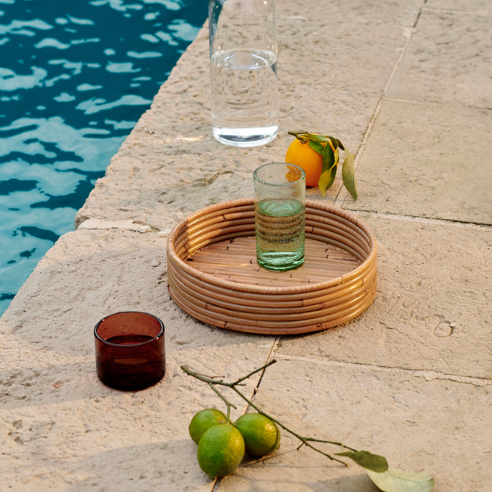 ferm LIVING Isola tavă, rattan, handmade, 2 bucăți