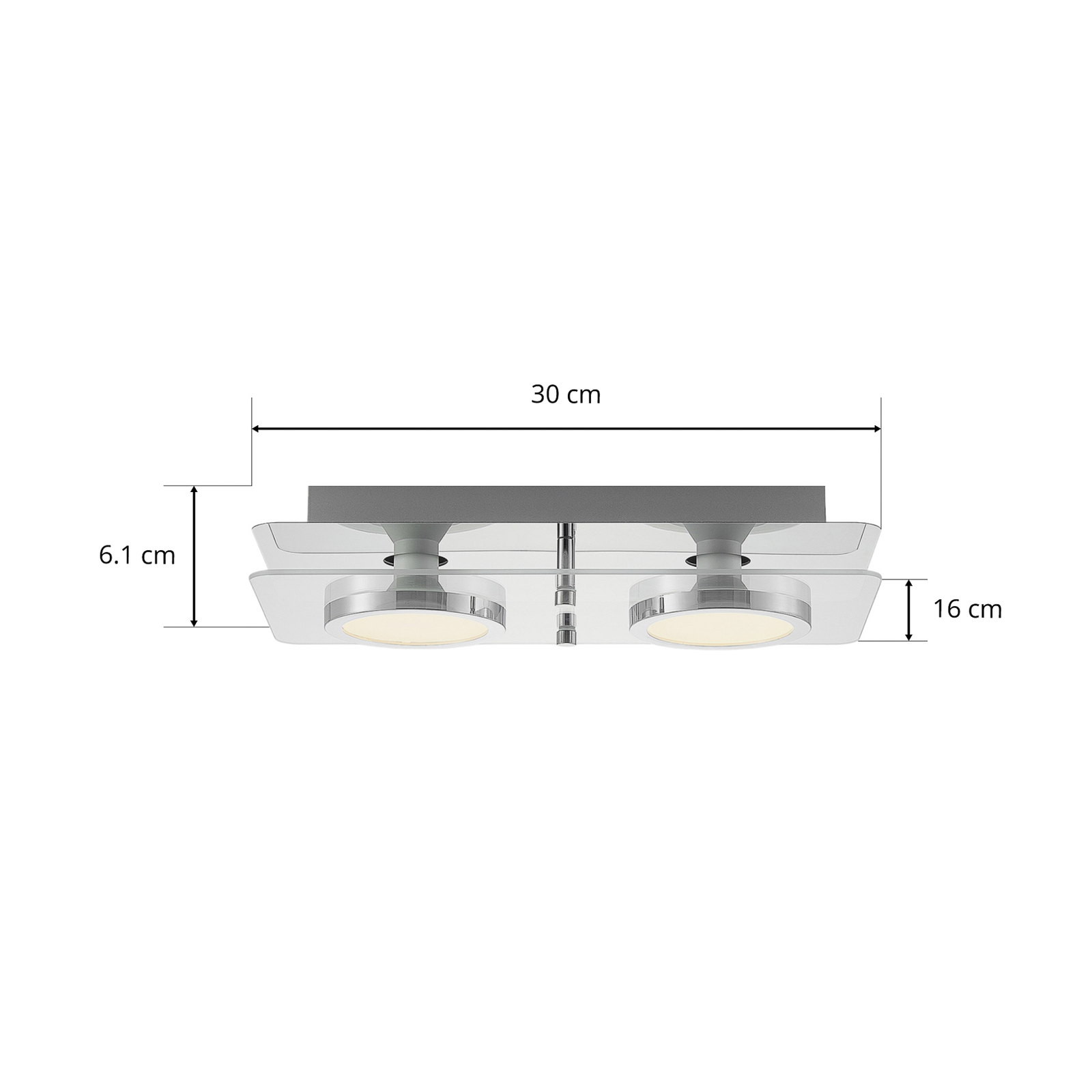 Lindby loftslampe Gabryl, 2-lys, glas, metal