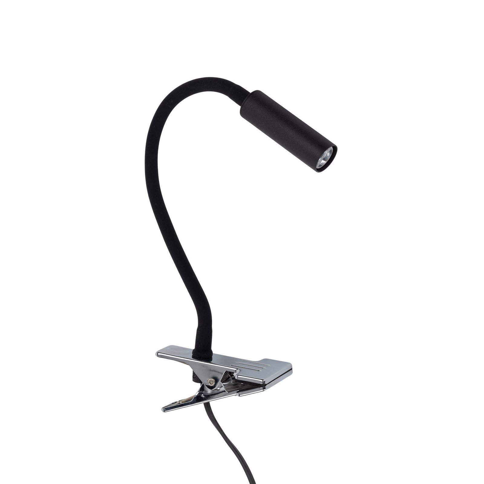 Lagos clip-on light, black, metal, 30 cm, reading lamp, G9