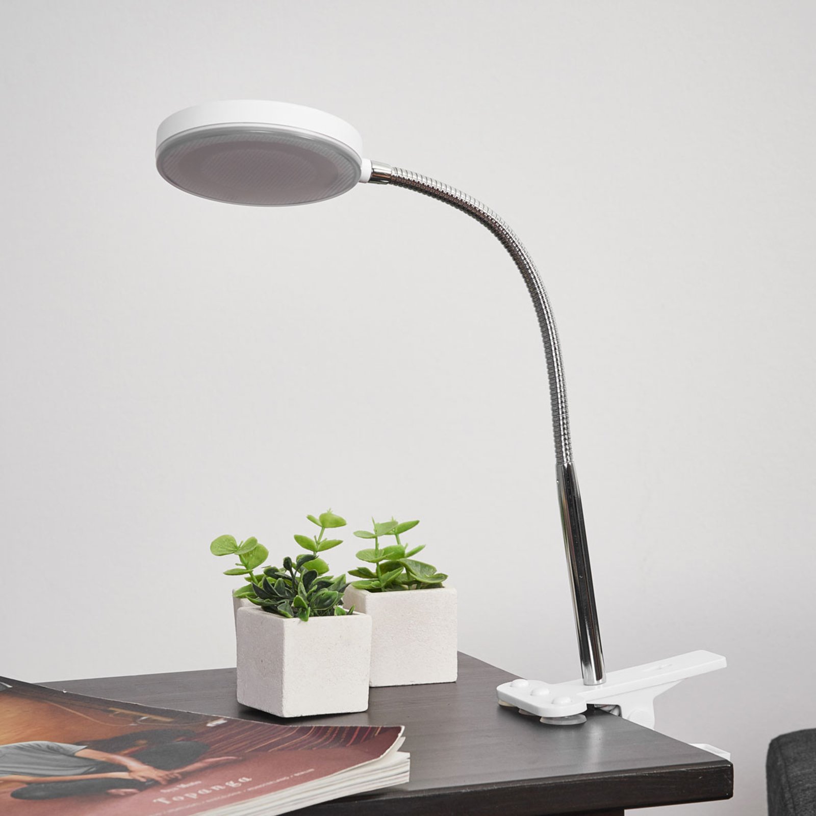 Milow LED Lampe à Clipser Chrome/White - Lindby