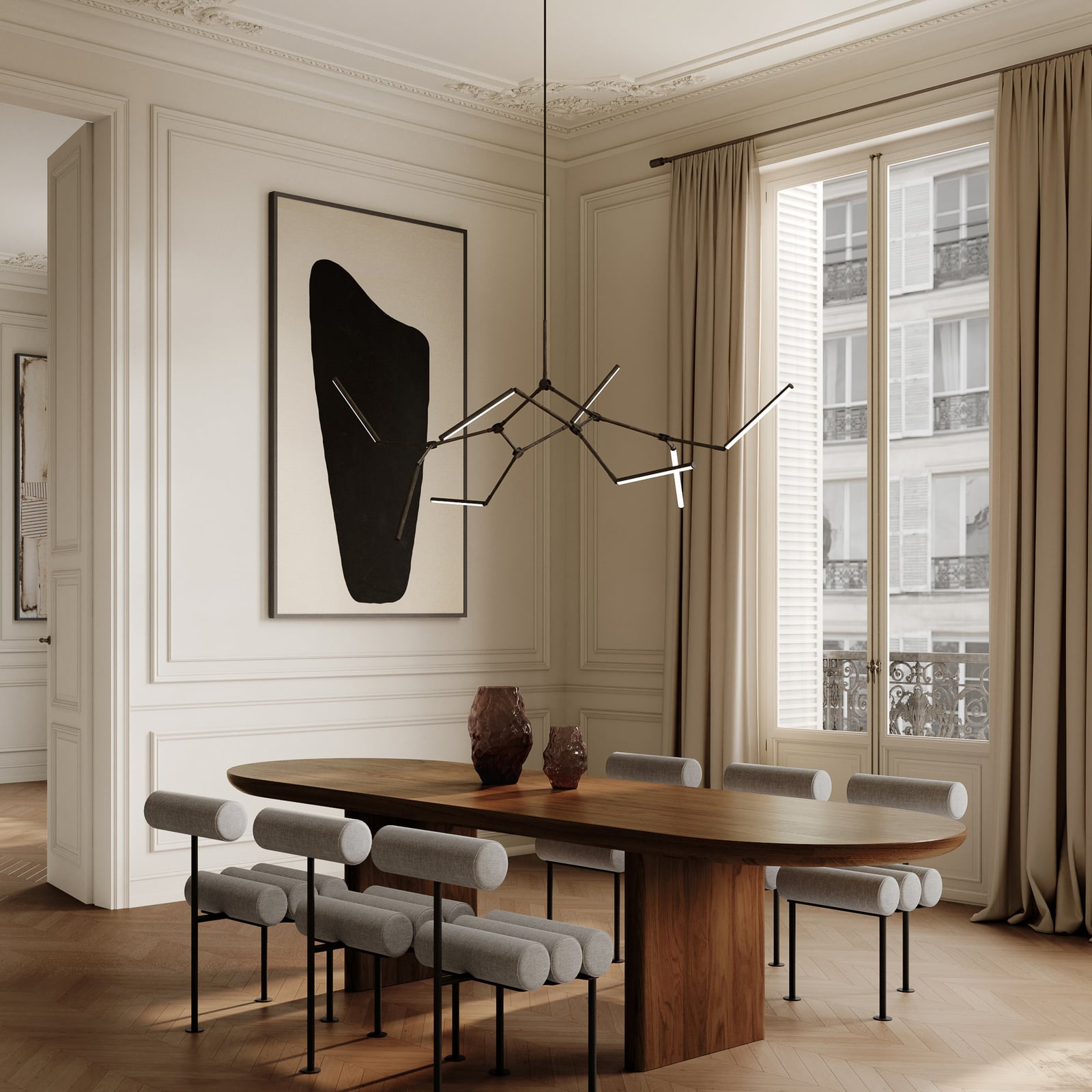 Stick LED hanglamp, brons, 196 cm, 8-lamps - 101 Copenhagen