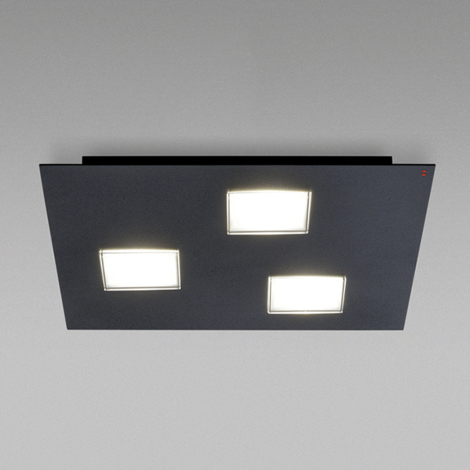 Black painted Quarter LED ceiling lamp, three-bulb
