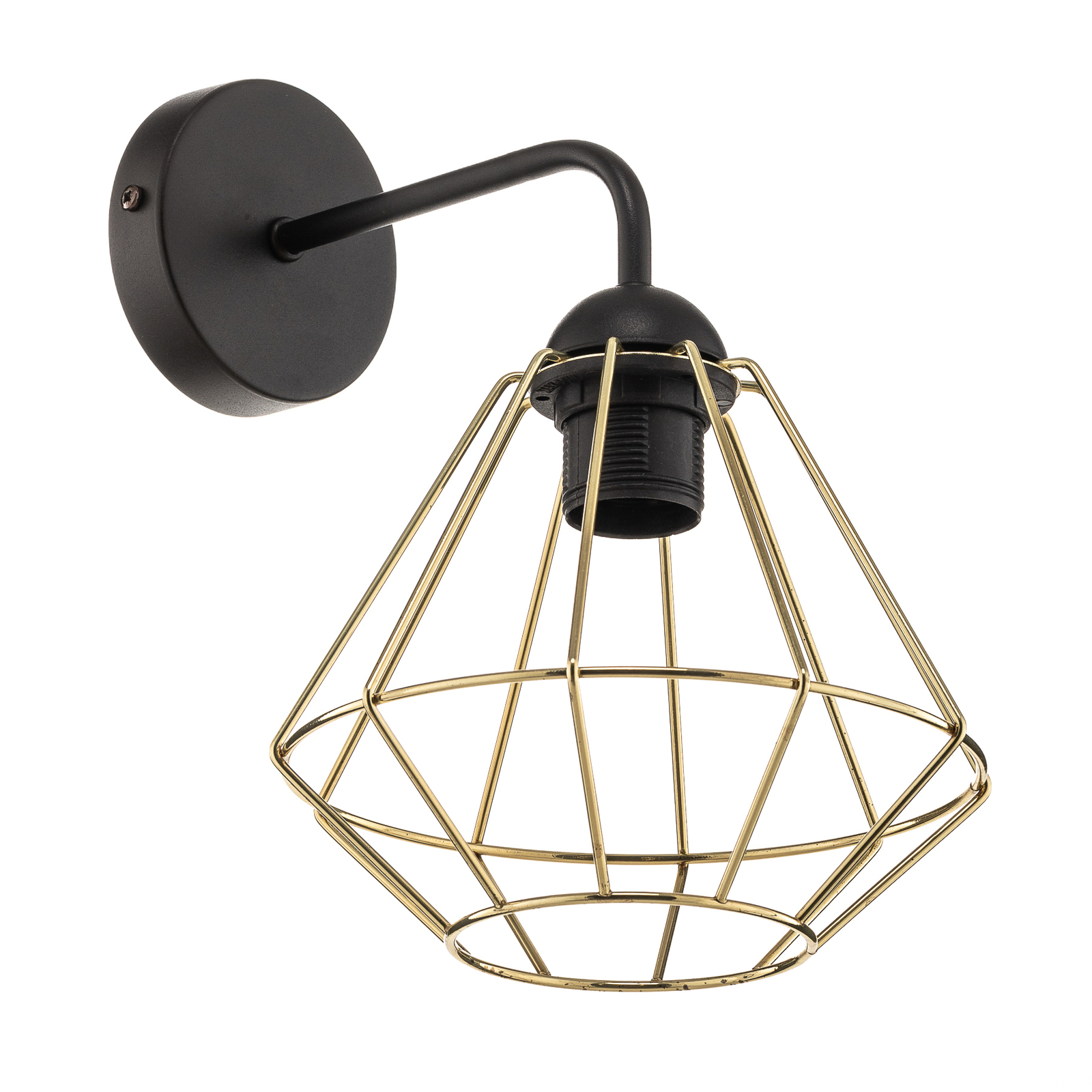 Lupo wall light, golden cage lampshade
