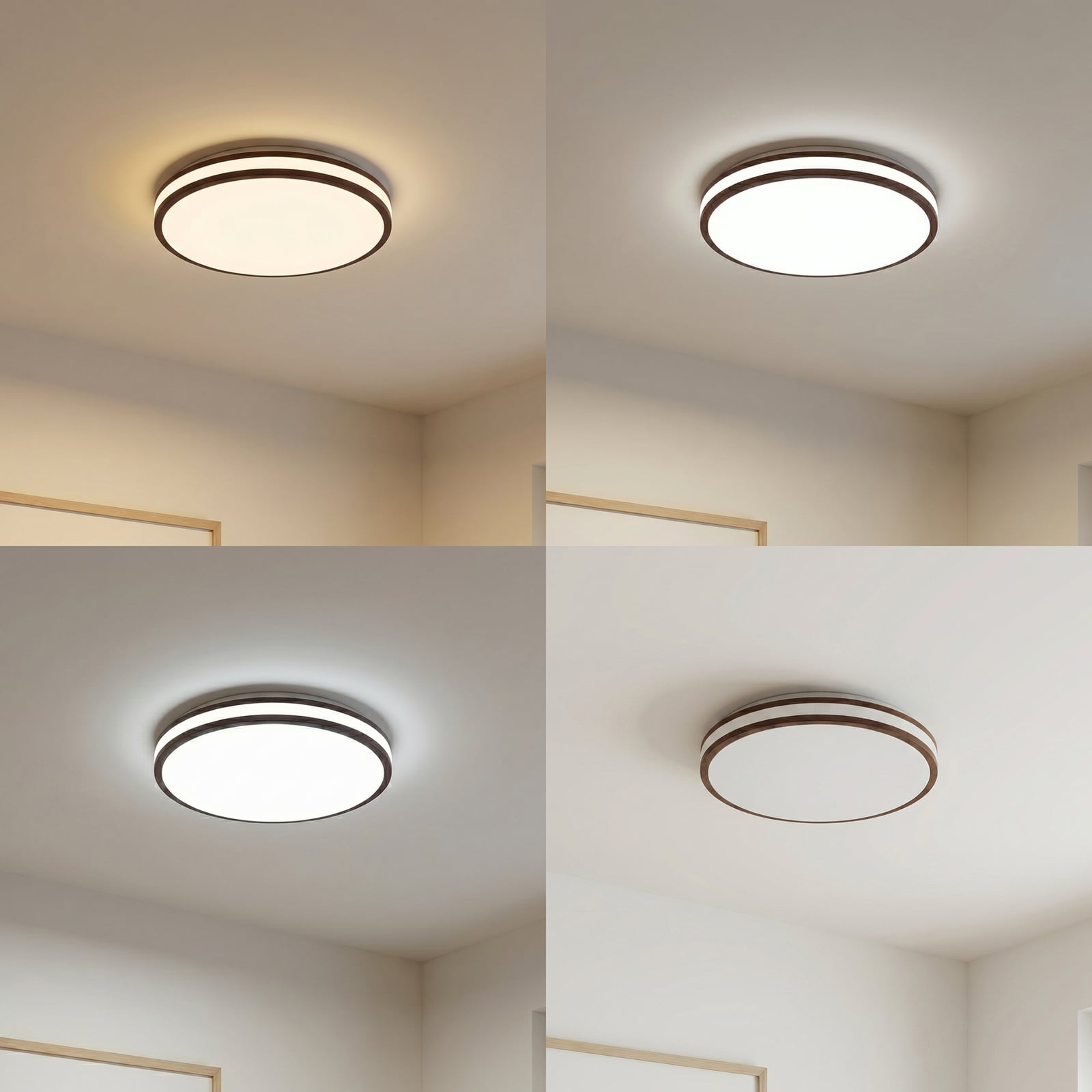 Emiva LED-kattovalaisin, tumma puu, CCT, Ø 40 cm – Lindby