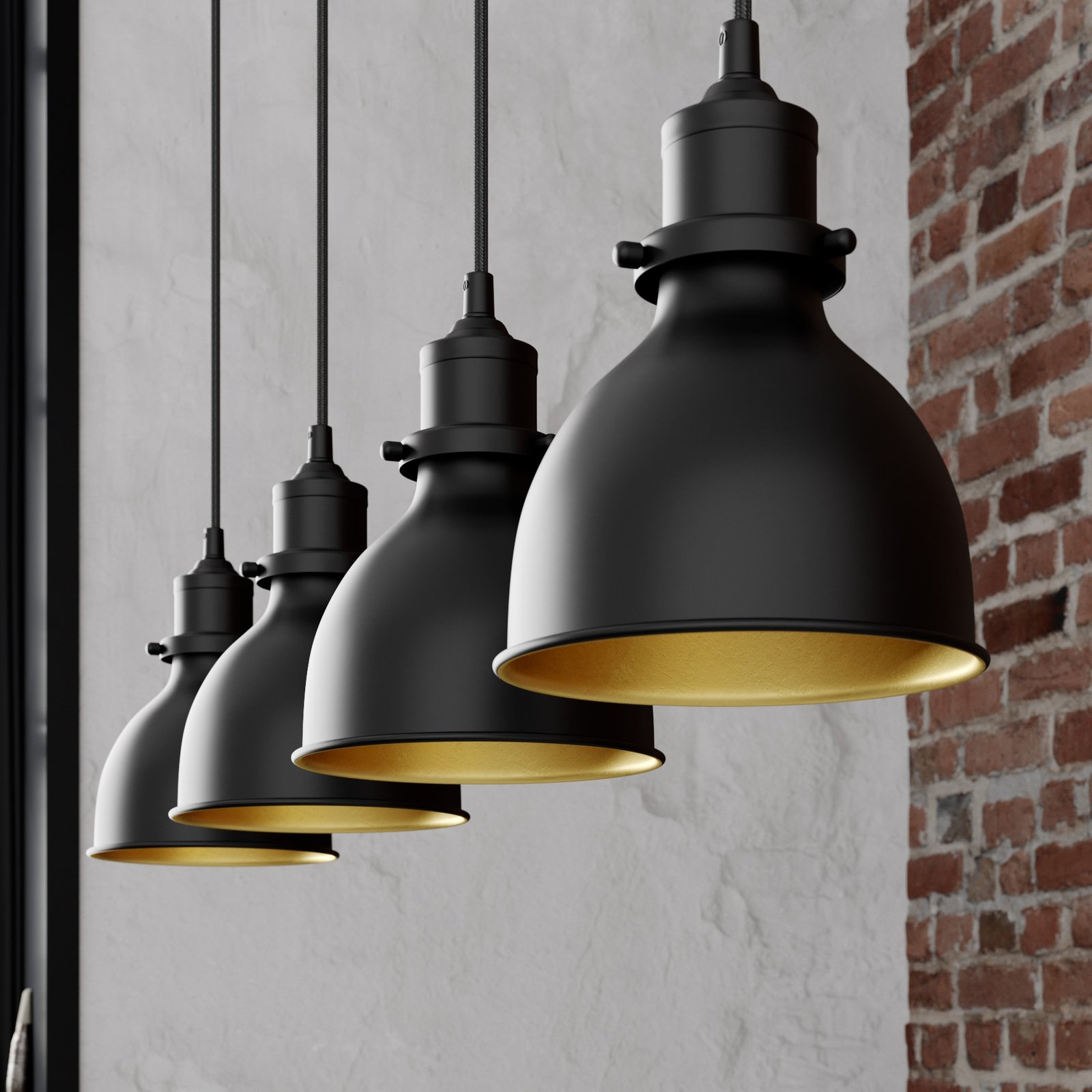 Jasminka 4 Lámpara Colgante Black/Gold - Lindby