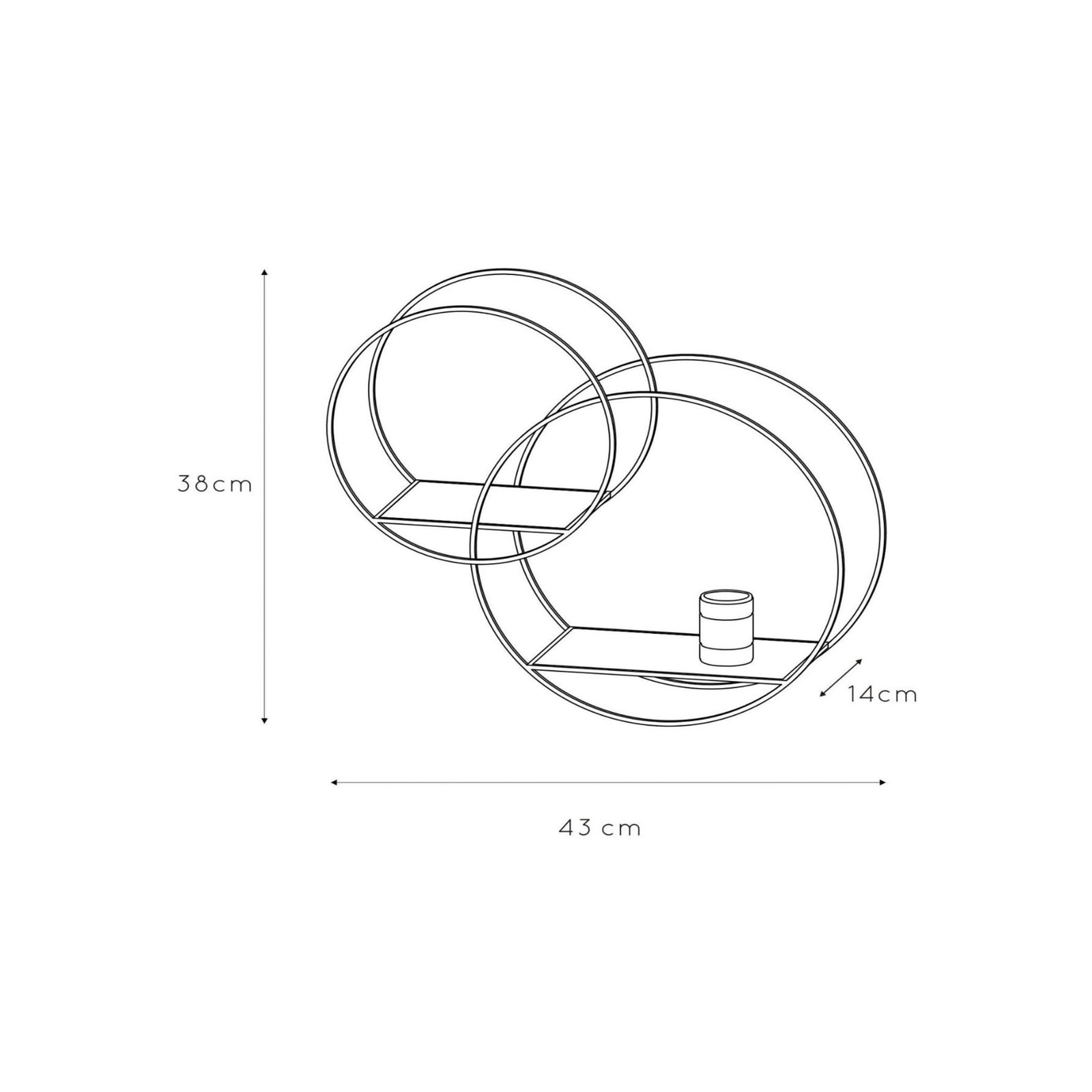 Wandleuchte Circle mit Stecker, schwarz, 38 cm, E27, Metall