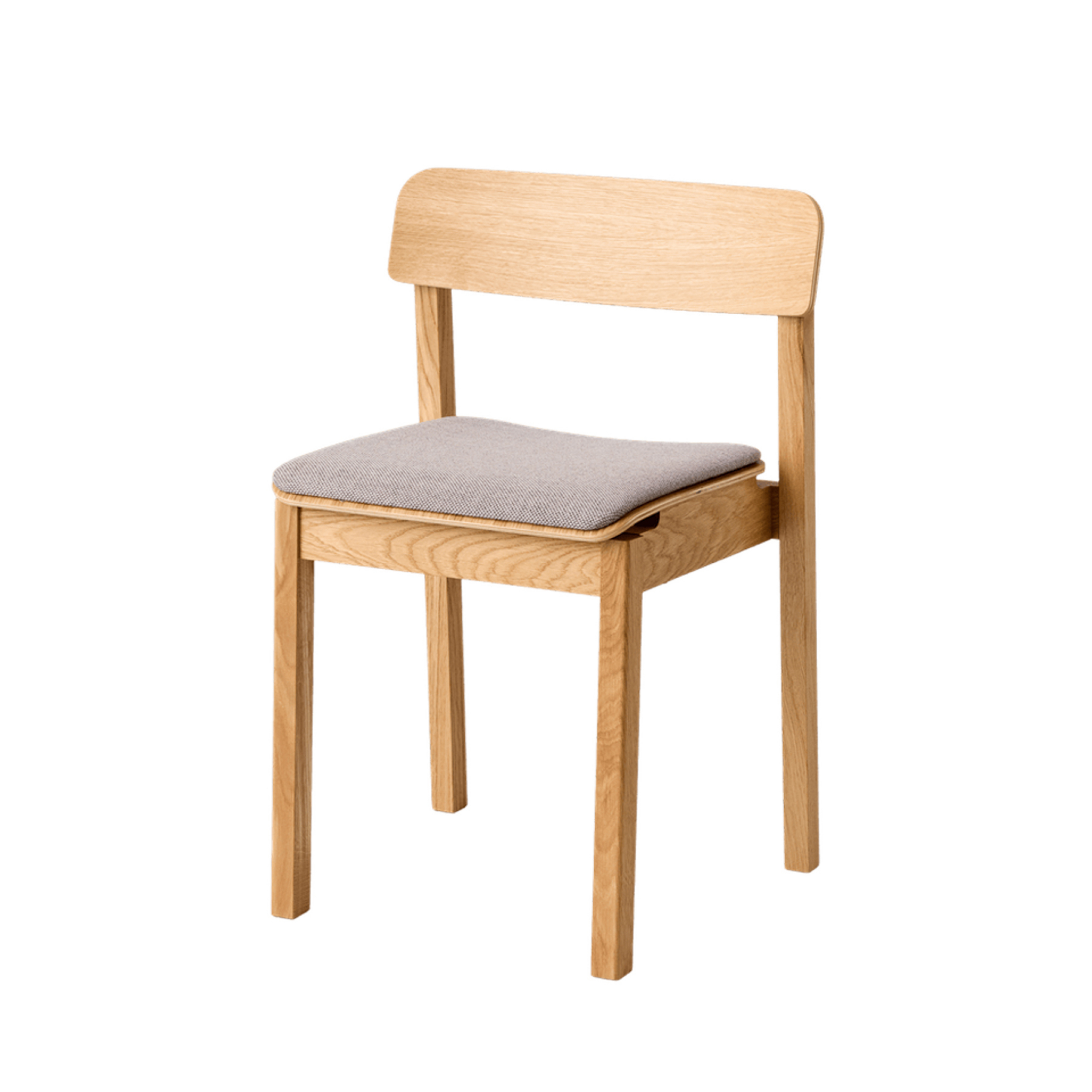 Chaise EVERYDAY en chêne verni, tissu gris, hauteur 75 cm - Moebe