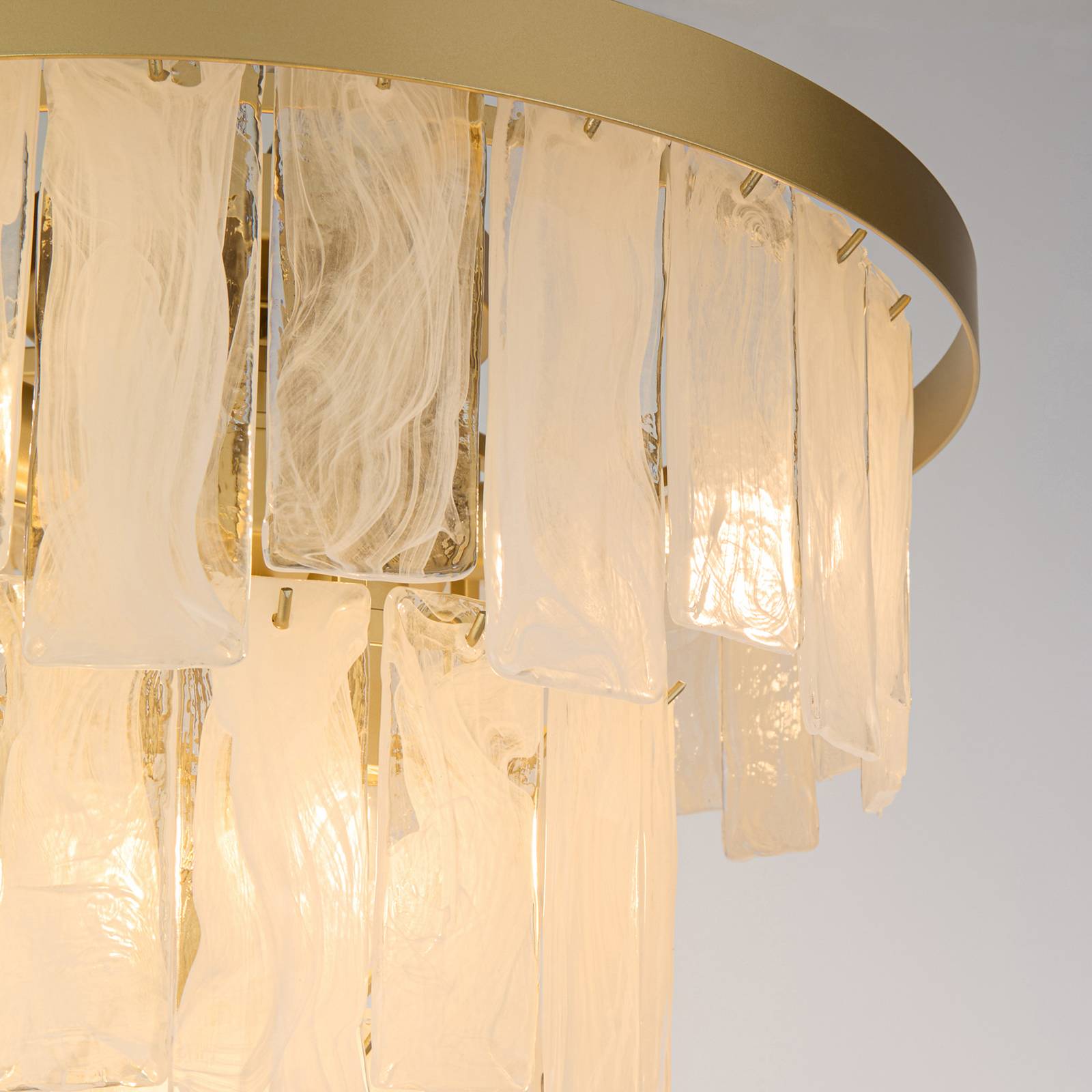 Searchlight Formalux hanglamp, goudkleurig, glas, 6-lamps, E14