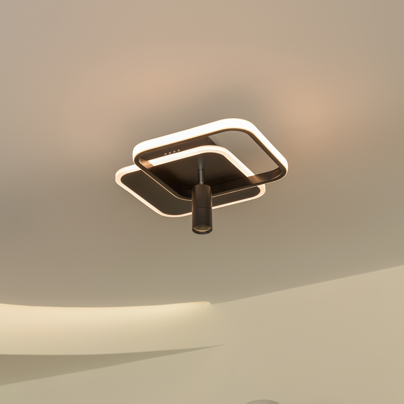 Lucande Tival LED ceiling lamp angular 34cm black