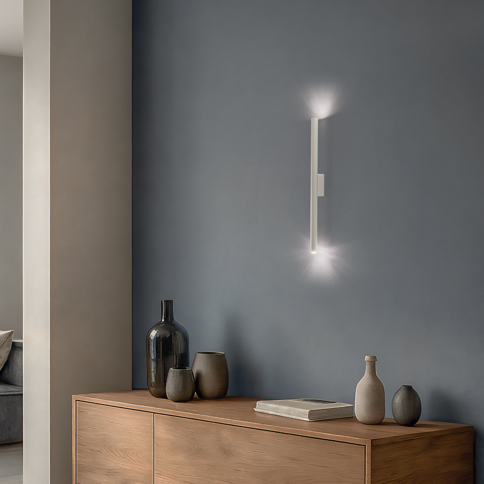 Wall light Pastelo, beige, height 20 cm, steel, 2-bulb.