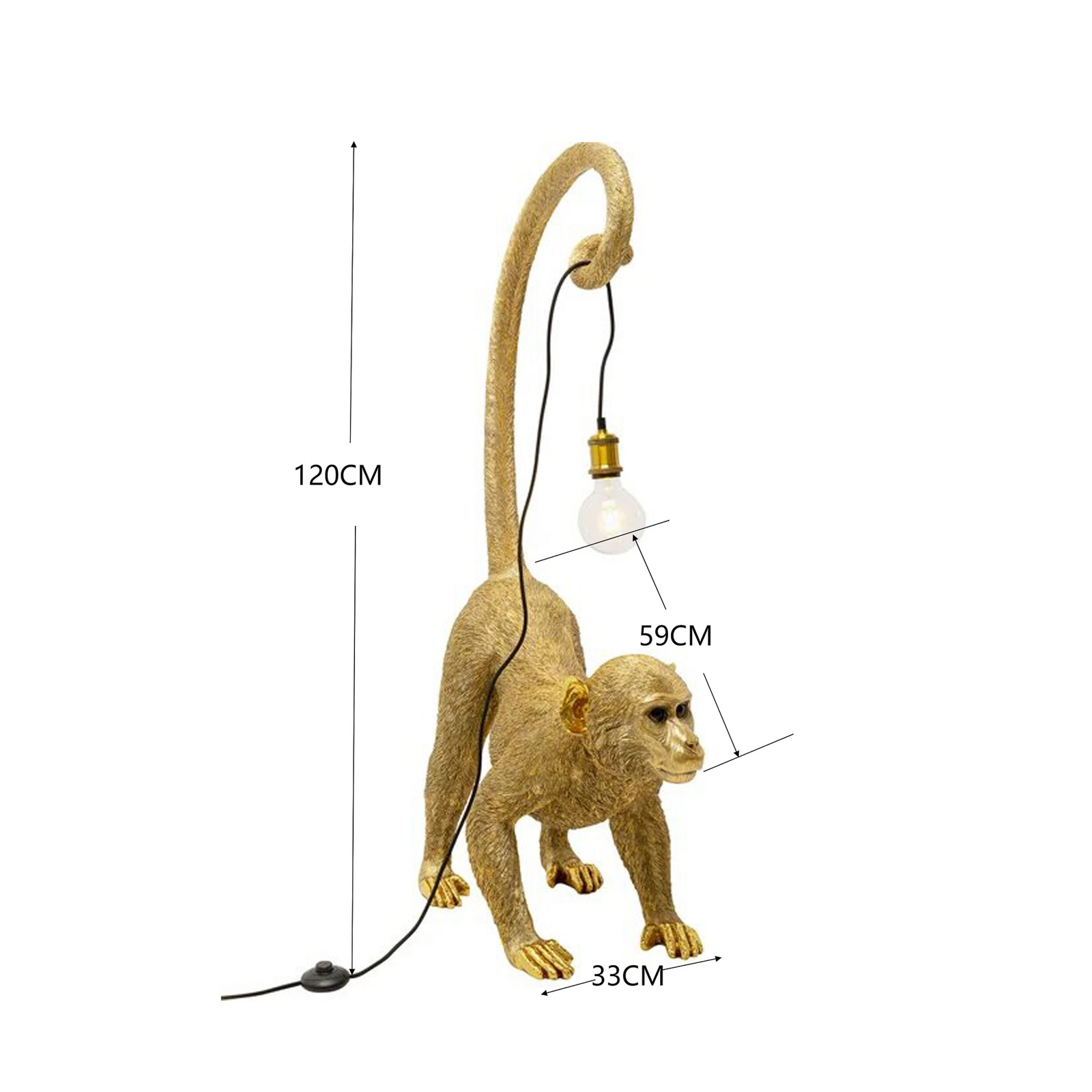 Lampe de sol KARE Monkey Dance, couleur or, 120 cm, E27