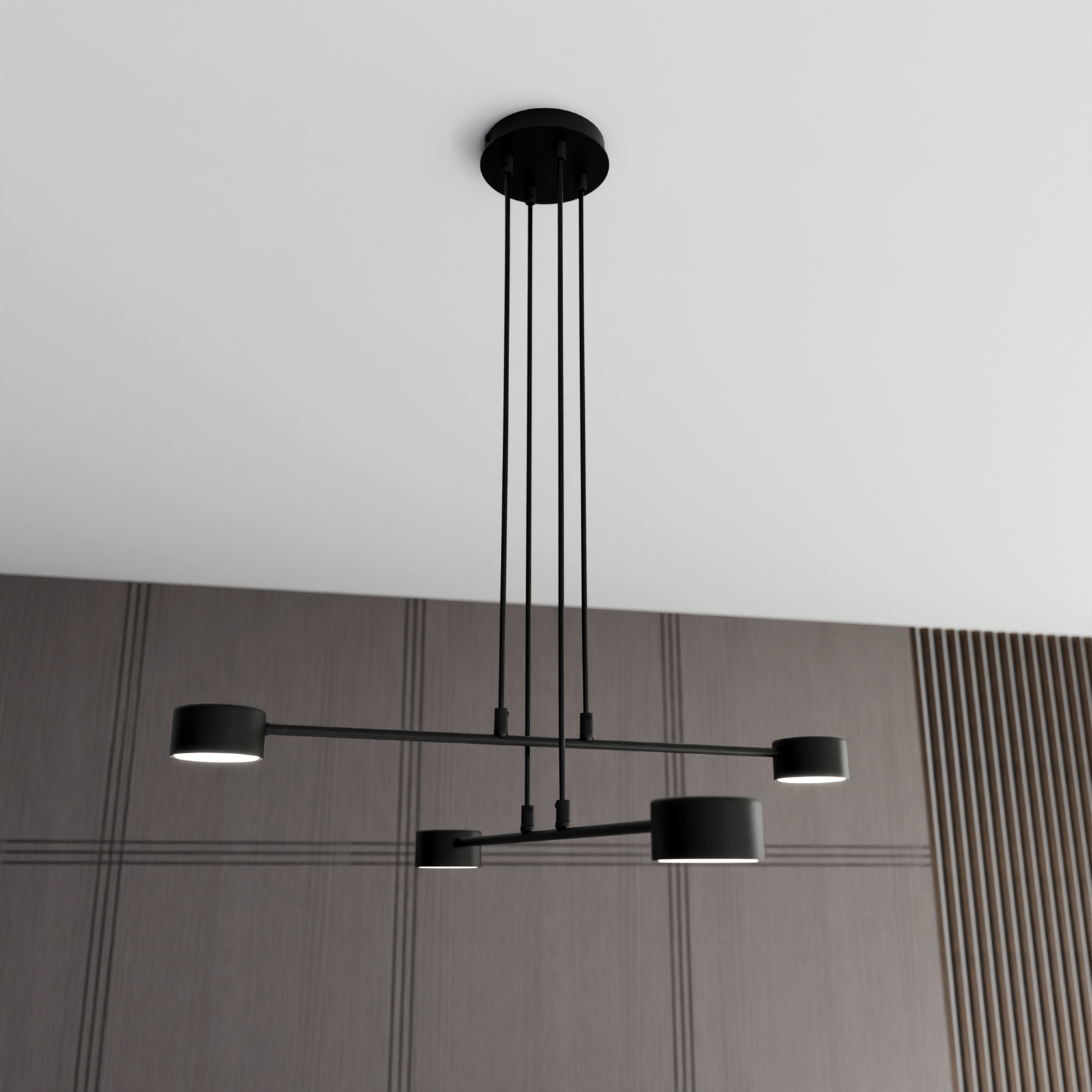 Suspension Modus 4, acier, à 4 lampes, GX 53, noir