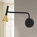 LED wall lamp Odeon, metal, black/brass-coloured