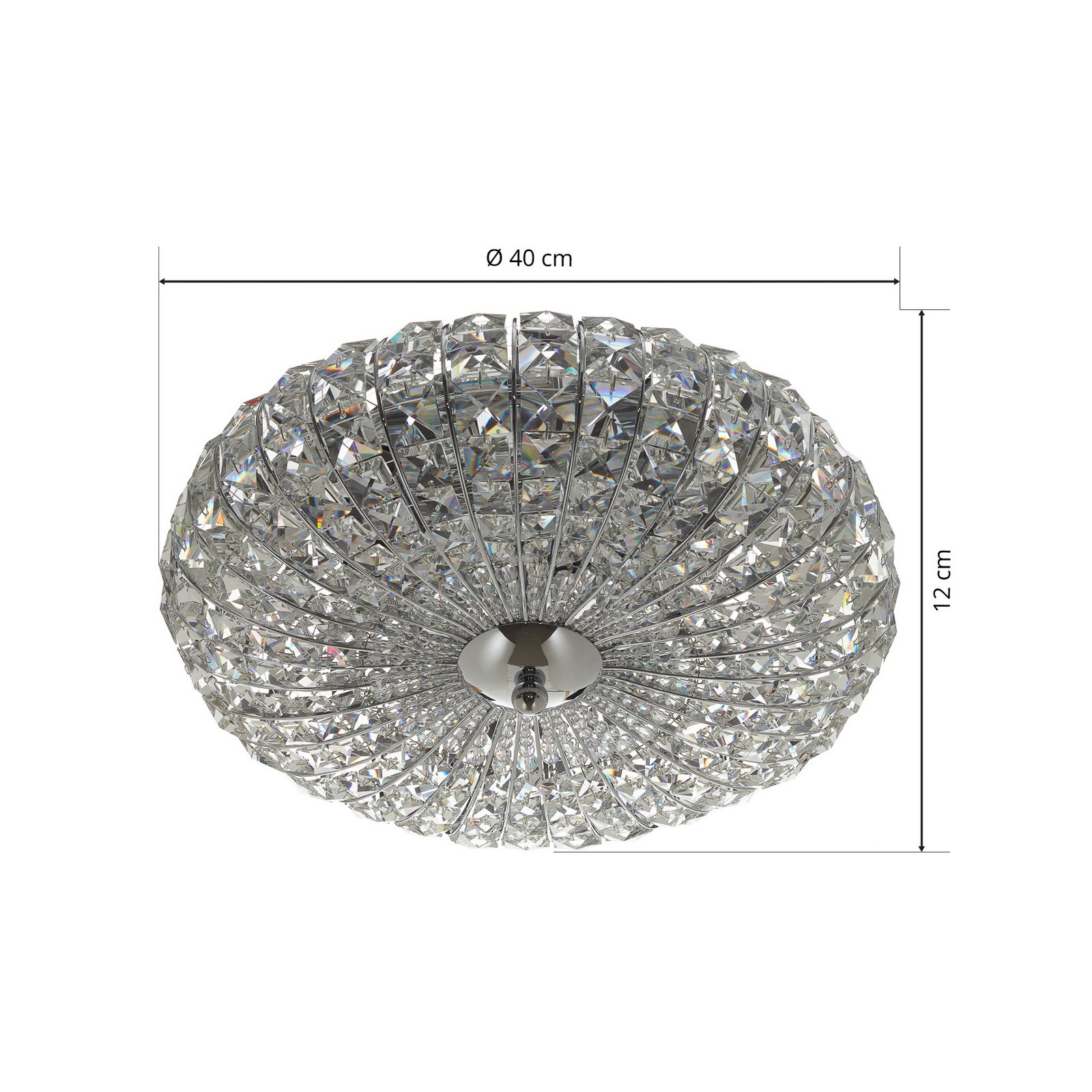 Broche ceiling light with crystals, Ø 40 cm