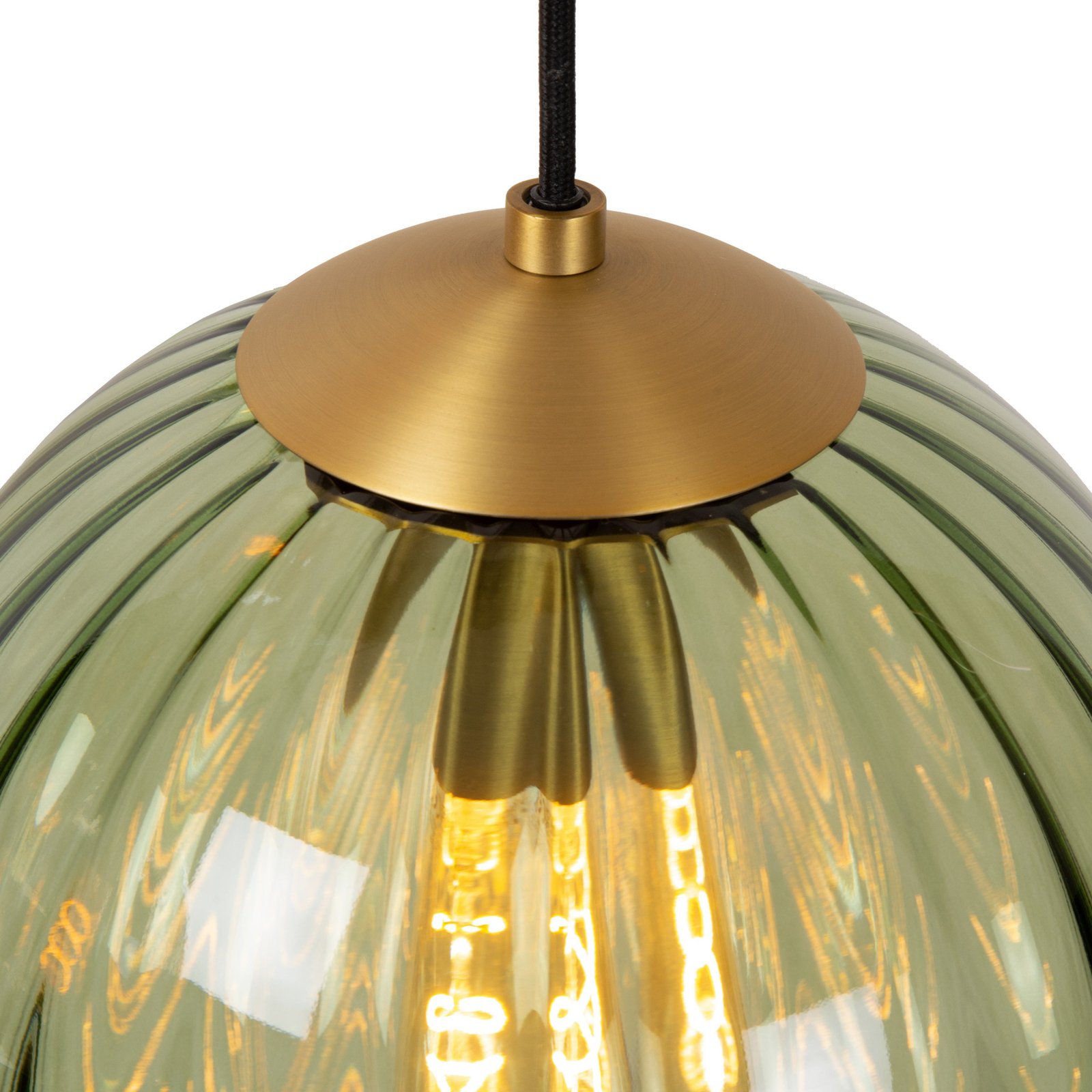 Monsaraz pendant light, green/amber, E27, 4-bulb