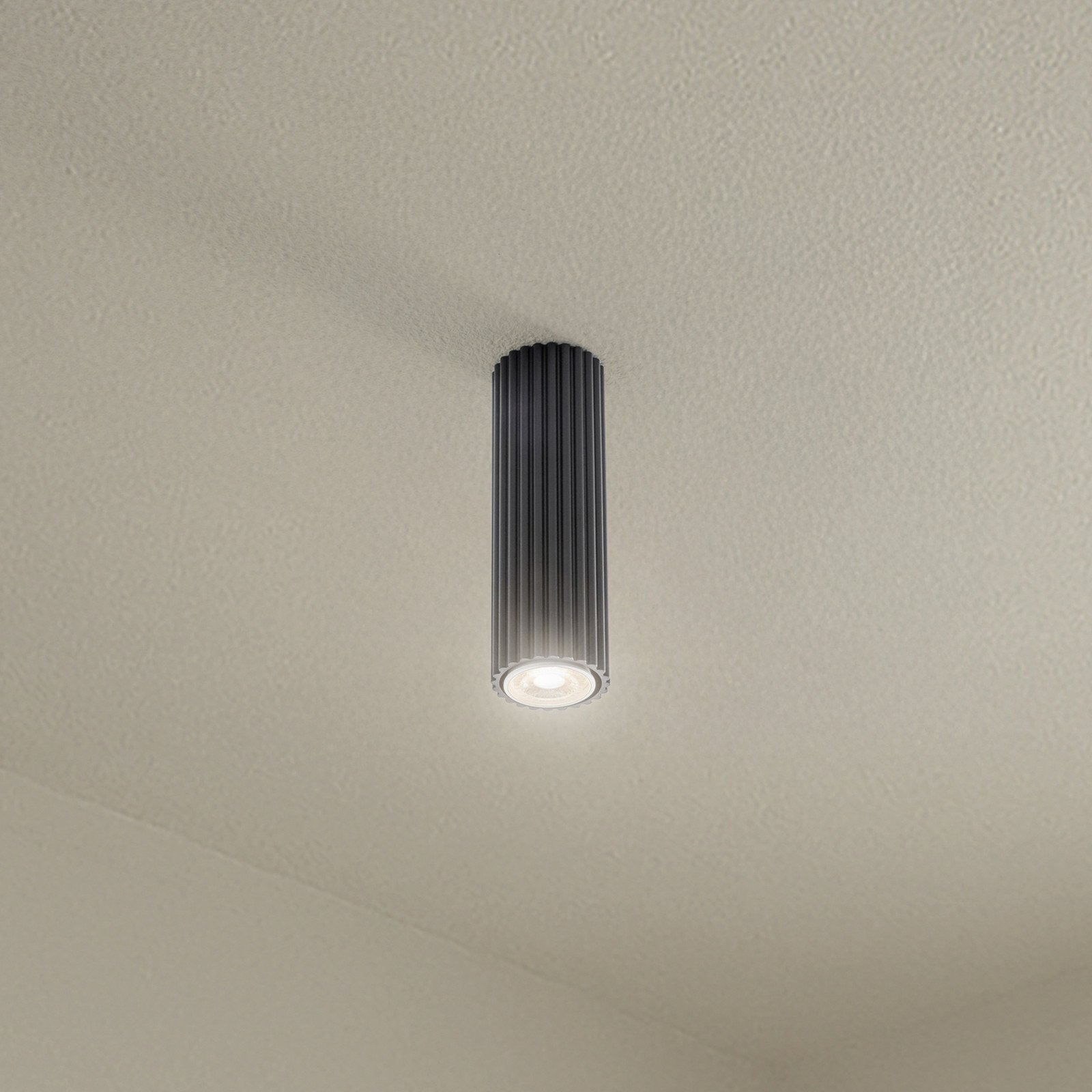 SOLLUX LIGHTING Plafonieră Carbon negru înălțime 20 cm aluminiu - Camera de zi / sufragerie - Modern