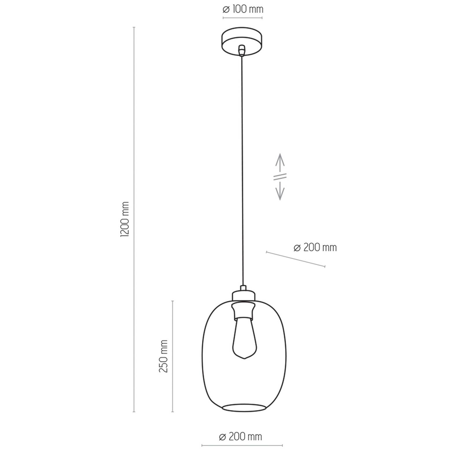 Lampa wisząca Elio, szklana, niebieska, 1-punktowa