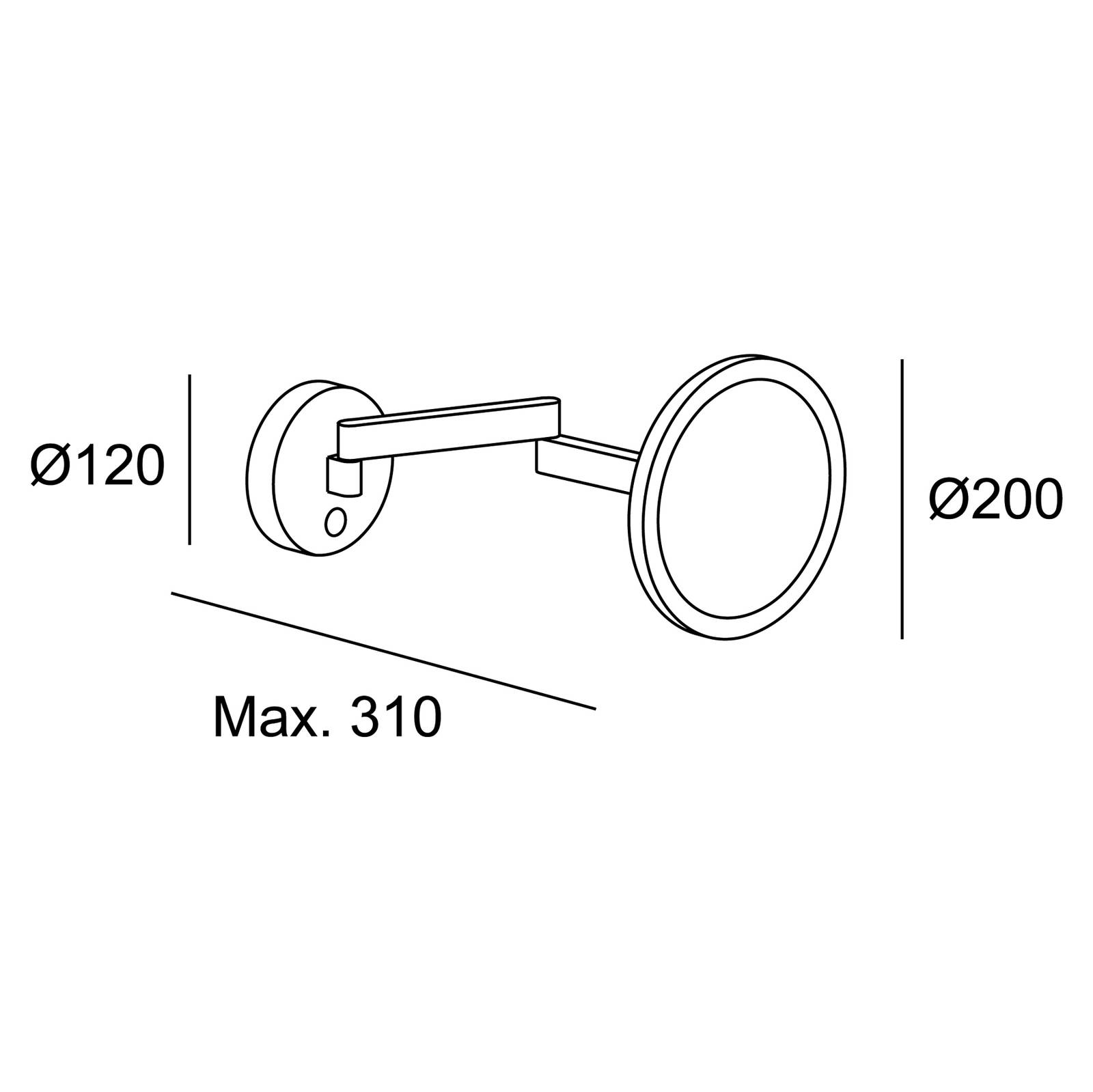 LEDS-C4 Vanity lustro na ścianę LED 3 000 K czarne