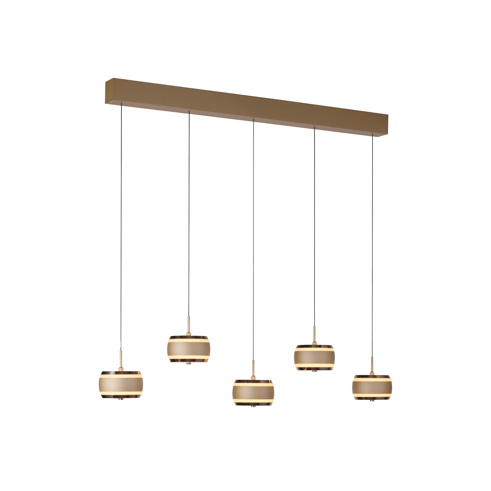 Závěsné světlo LED PURE Falling Rings, bronzová, délka 101 cm, 5 žárovek