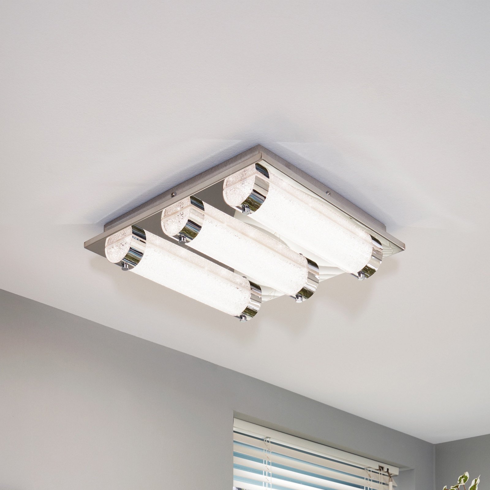 EGLO Tolorico plafonieră LED 35 cm pătrat - Camera de zi / sufragerie - modern - oțel inoxidabil - Metal